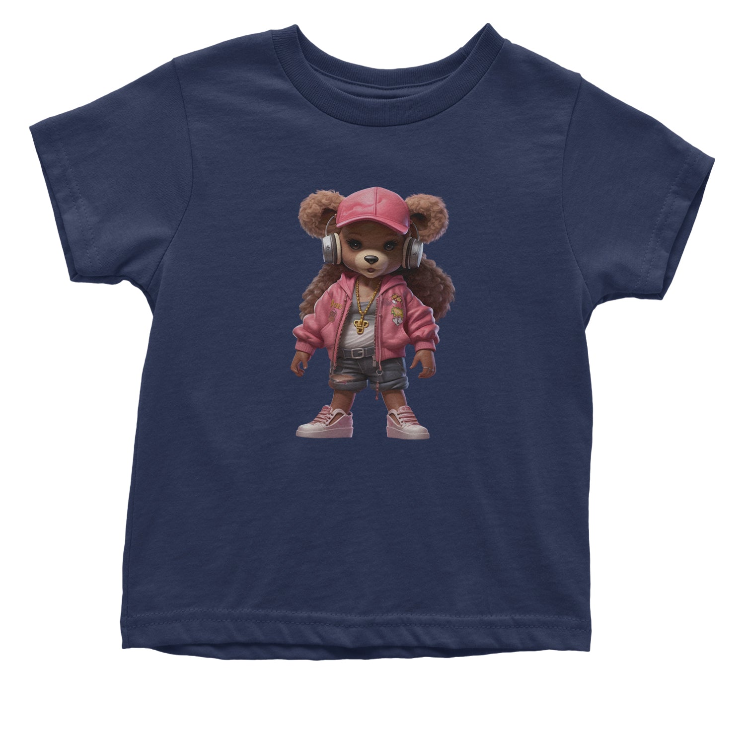 Pink Female Urban Graffiti Bear Infant One-Piece Romper Bodysuit Or Toddler T-shirt Navy Blue