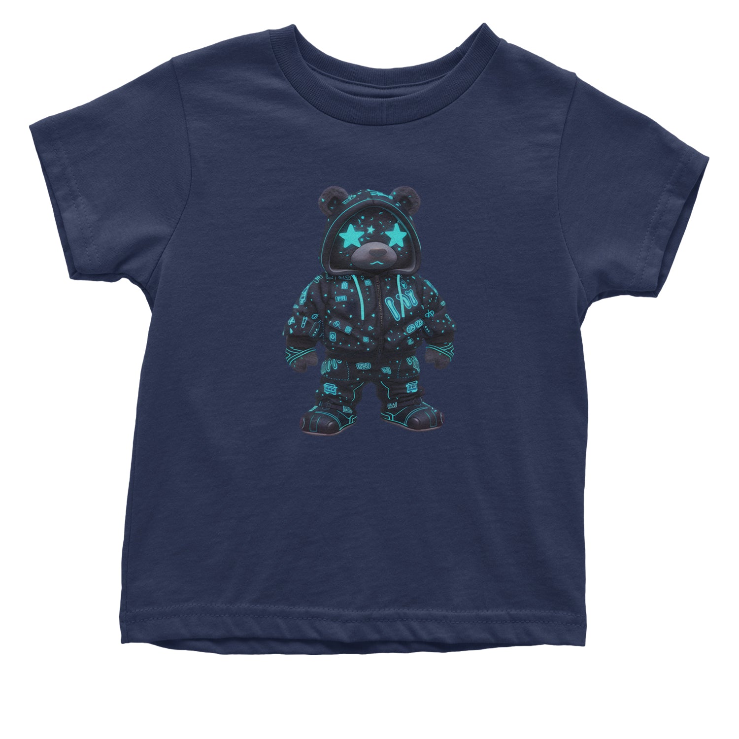 Starry Eyed Vaporwave Urban Graffiti Bear Infant One-Piece Romper Bodysuit Or Toddler T-shirt Navy Blue