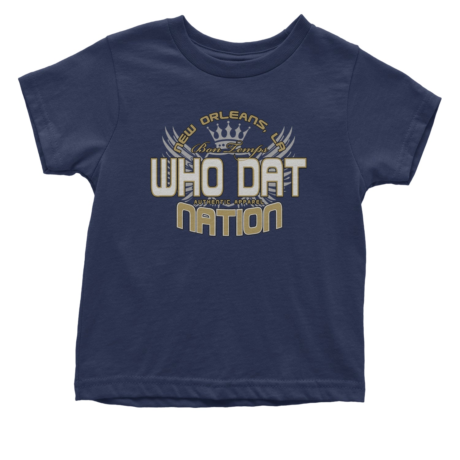 Who Dat Nation New Orleans (Color) Infant One-Piece Romper Bodysuit and Toddler T-shirt Navy Blue