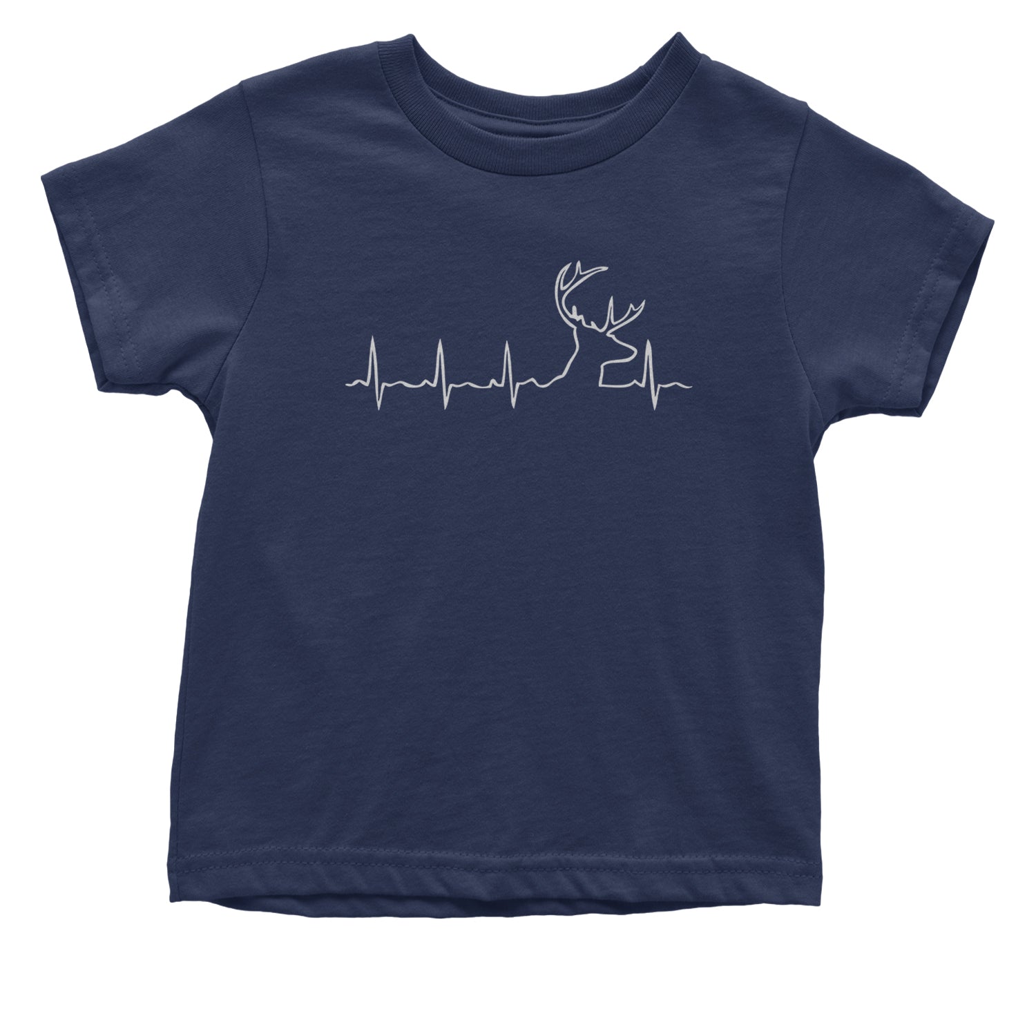 Hunting Heartbeat Deer Hunter Buck Stag Antlers  Infant One-Piece Romper Bodysuit and Toddler T-shirt Navy Blue