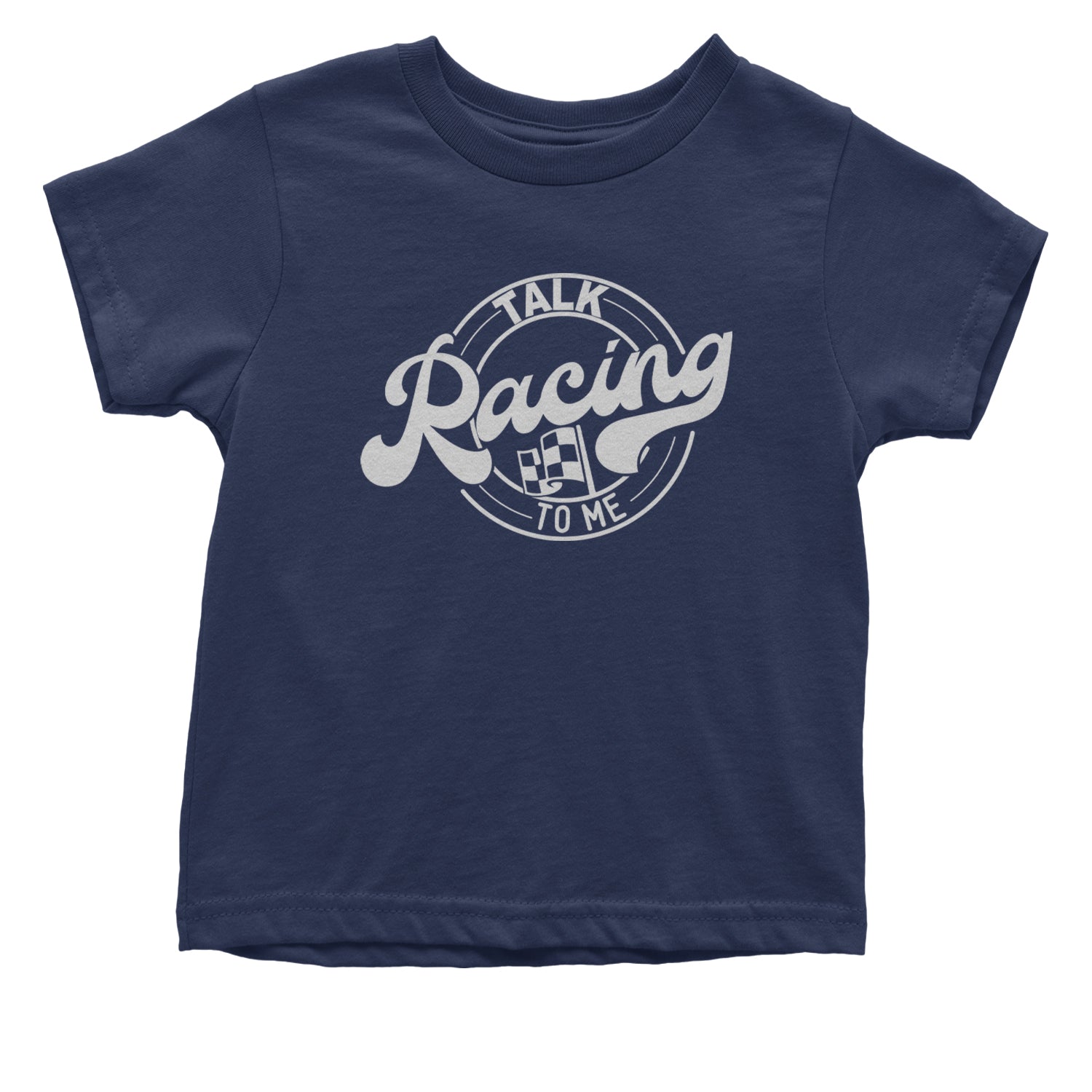 Talk Racing To Me Infant One-Piece Romper Bodysuit and Toddler T-shirt Navy Blue