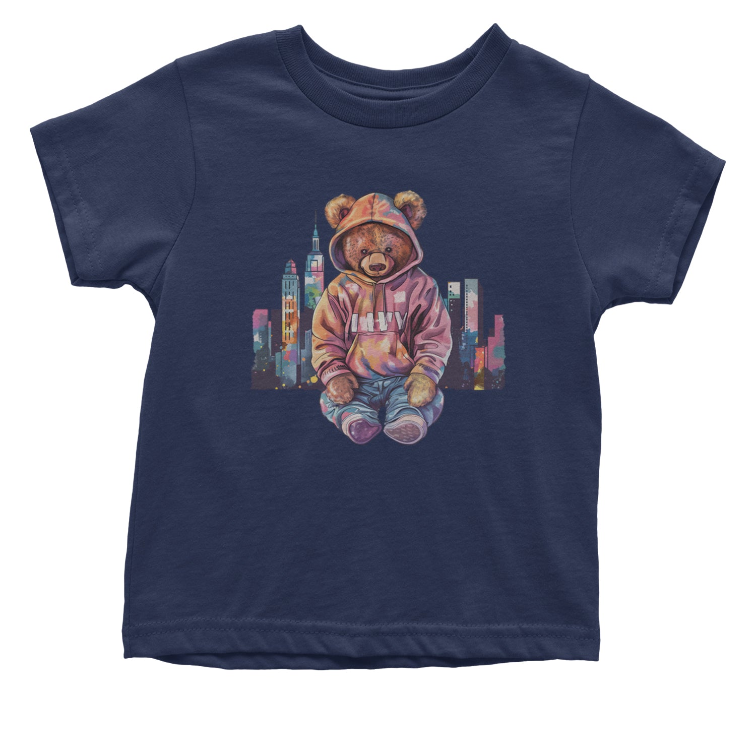 City Skyline Urban Graffiti Bear Infant One-Piece Romper Bodysuit Or Toddler T-shirt Navy Blue