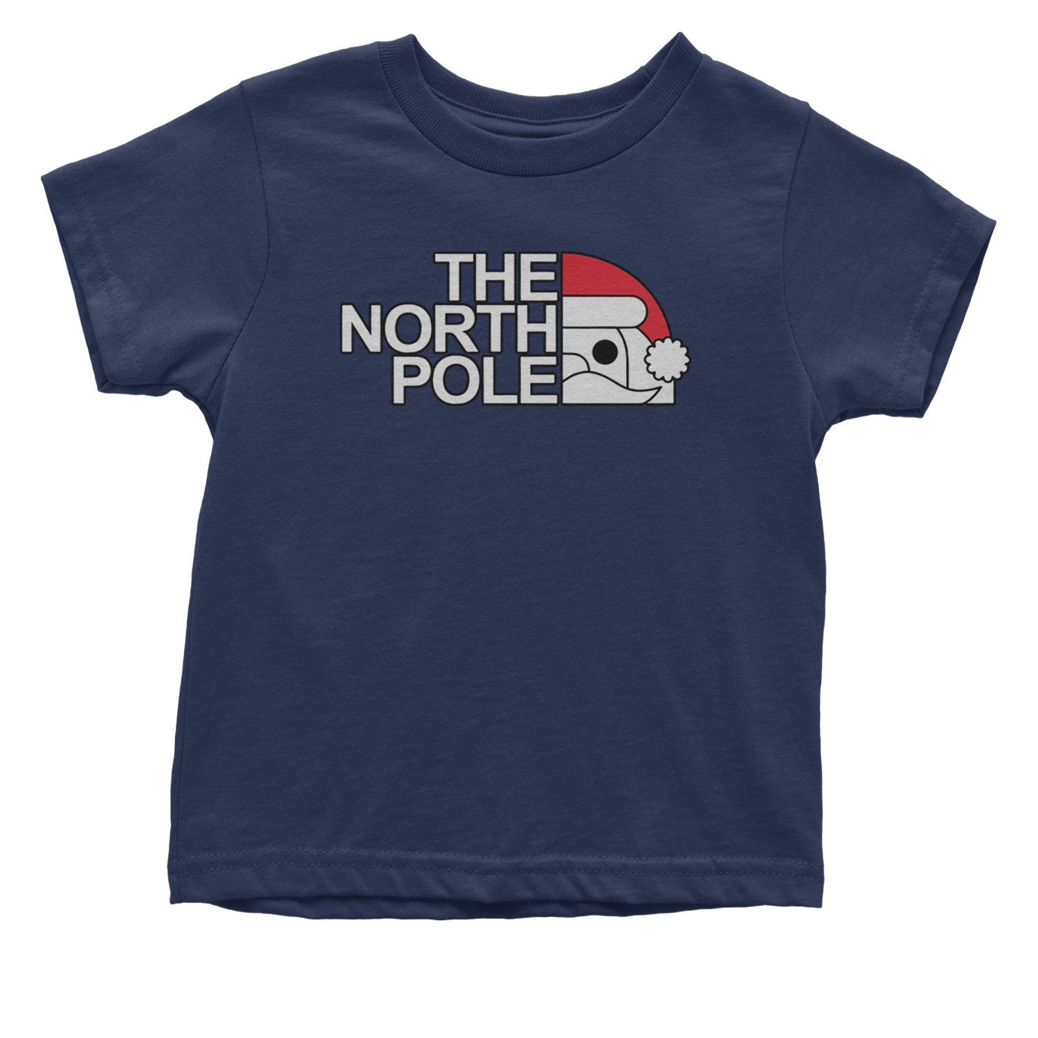 The North Pole Santa Face Infant One-Piece Romper Bodysuit and Toddler T-shirt Navy Blue