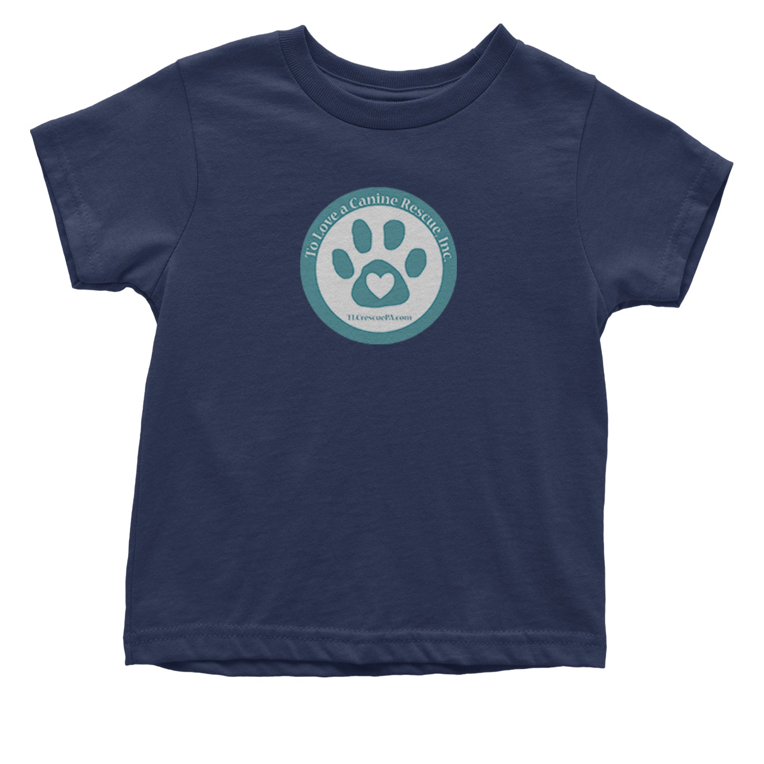 TLC To Love a Canine Dog Rescue Teal Infant One-Piece Romper Bodysuit and Toddler T-shirt Navy Blue