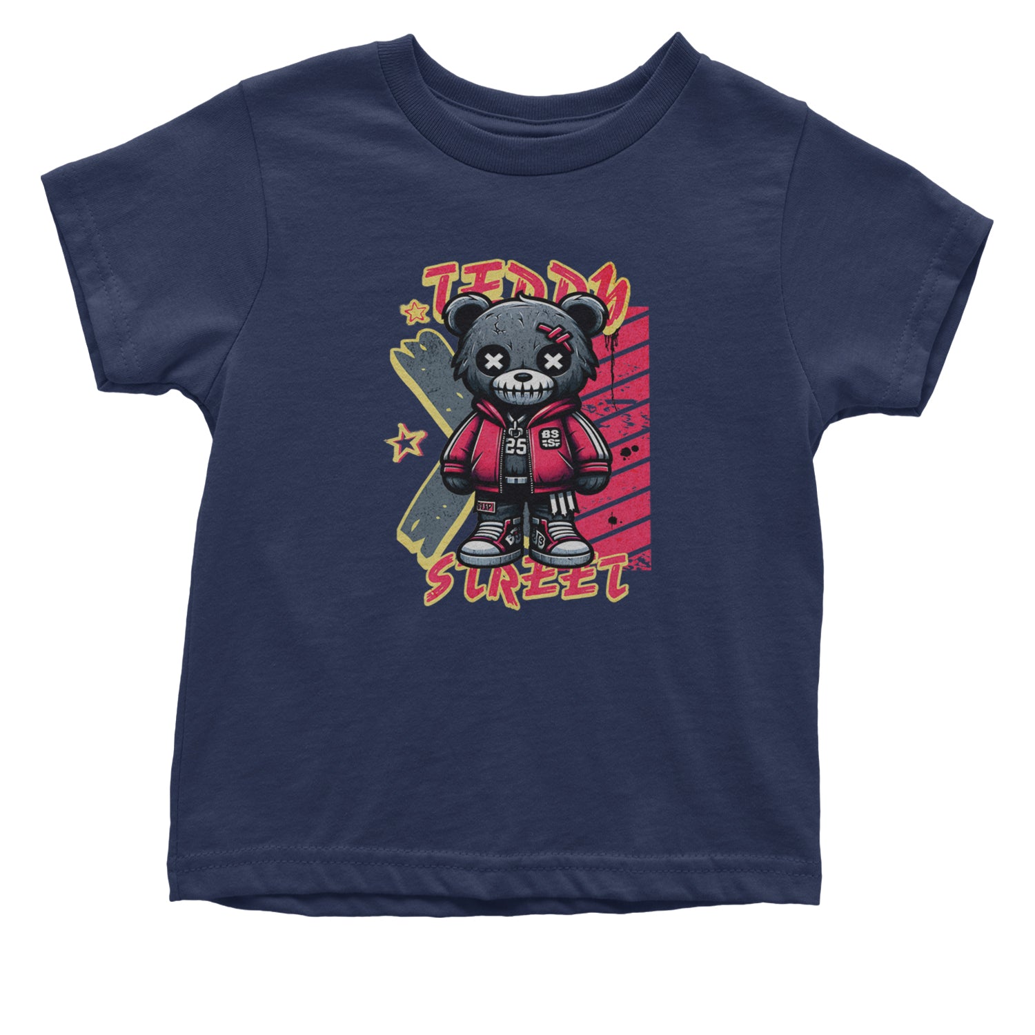 Teddy Attitude Urban Graffiti Bear Infant One-Piece Romper Bodysuit Or Toddler T-shirt Navy Blue