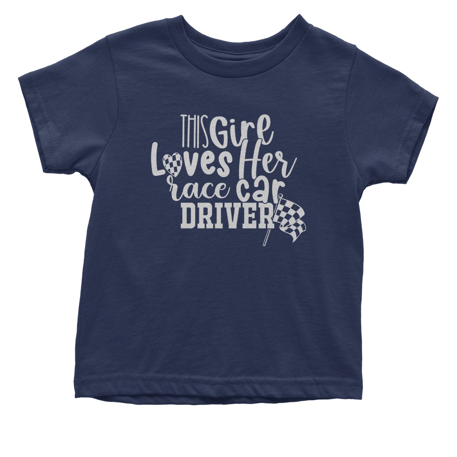 This Girl Loves Her Racecar Driver Infant One-Piece Romper Bodysuit and Toddler T-shirt Navy Blue