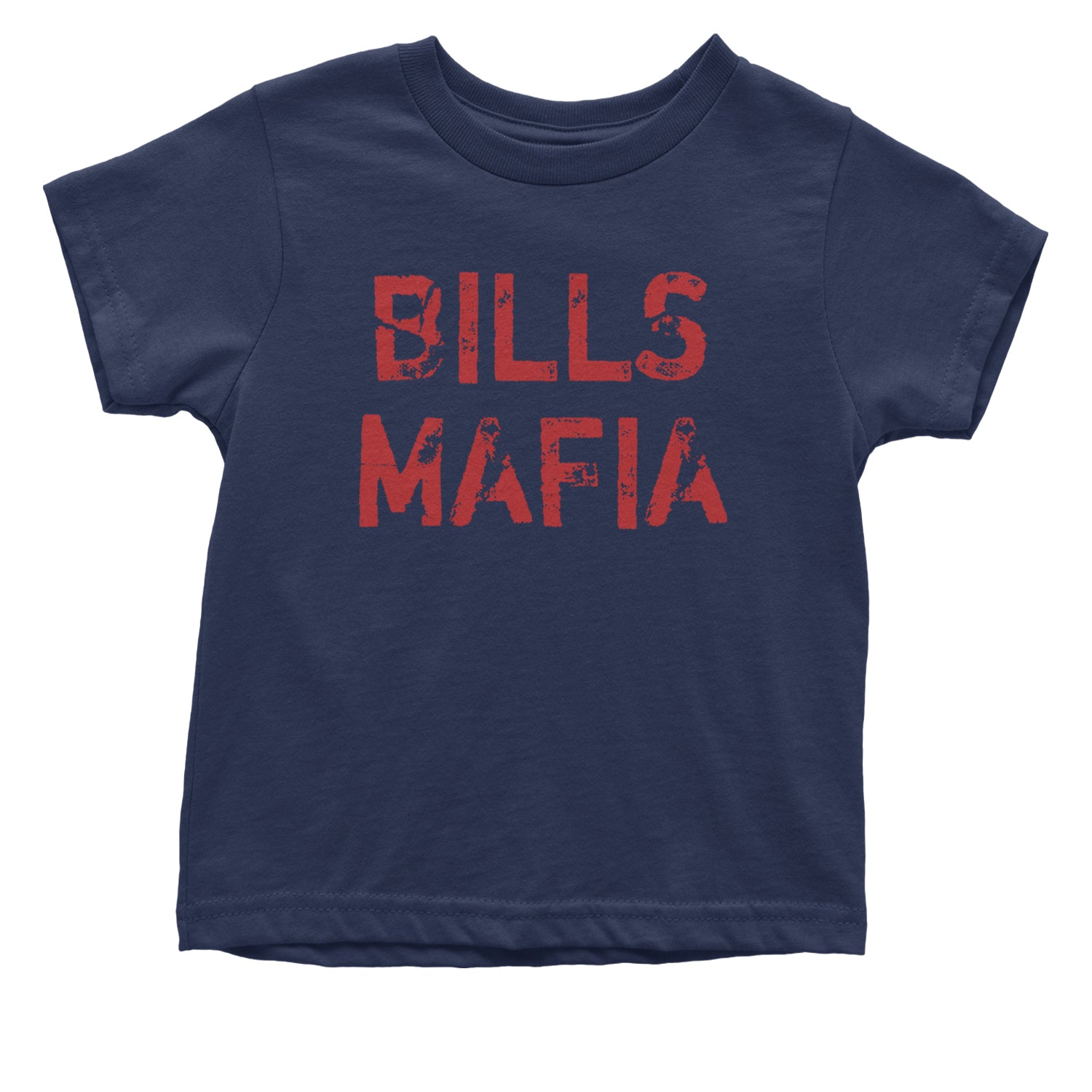 Distressed Bills Mafia Football Infant One-Piece Romper Bodysuit and Toddler T-shirt Navy Blue