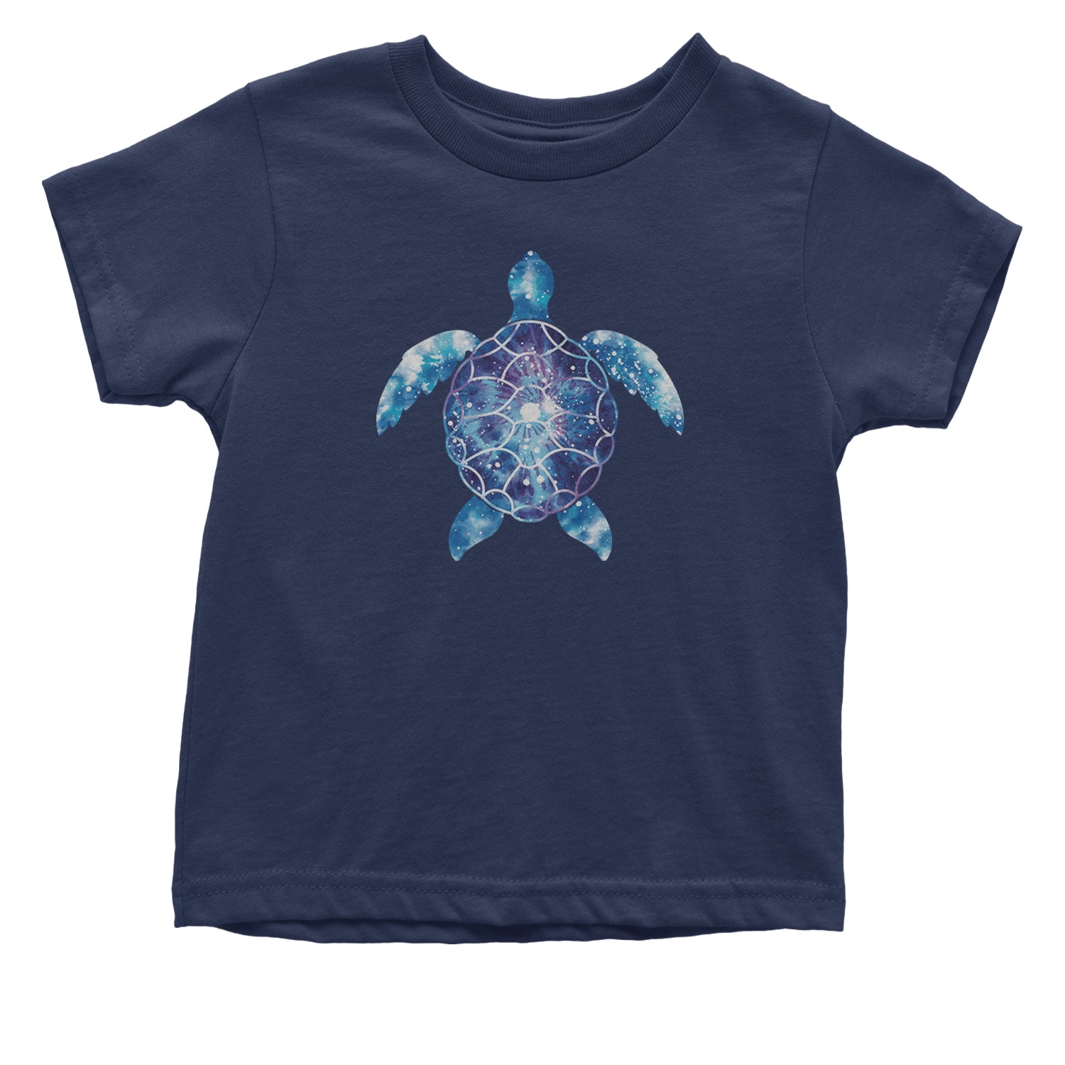 Ocean Aura Tie-Dye Sea Turtle Infant One-Piece Romper Bodysuit and Toddler T-shirt Navy Blue