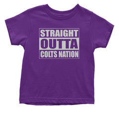 Straight Outta Colts Nation Football  Infant One-Piece Romper Bodysuit and Toddler T-shirt Purple
