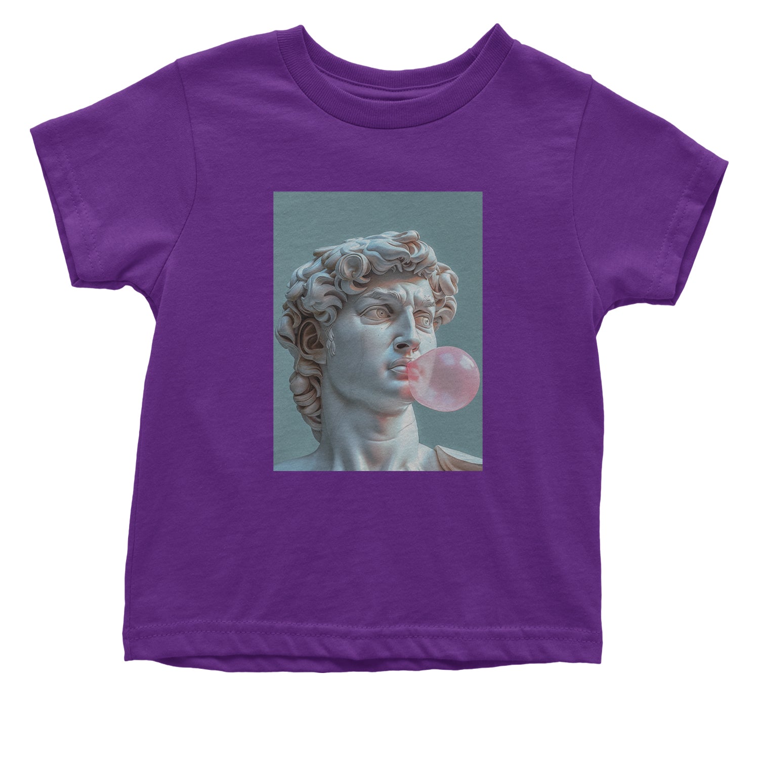 Michelangelo's David with Bubble Gum Contemporary Statue Art Infant One-Piece Romper Bodysuit and Toddler T-shirt Purple