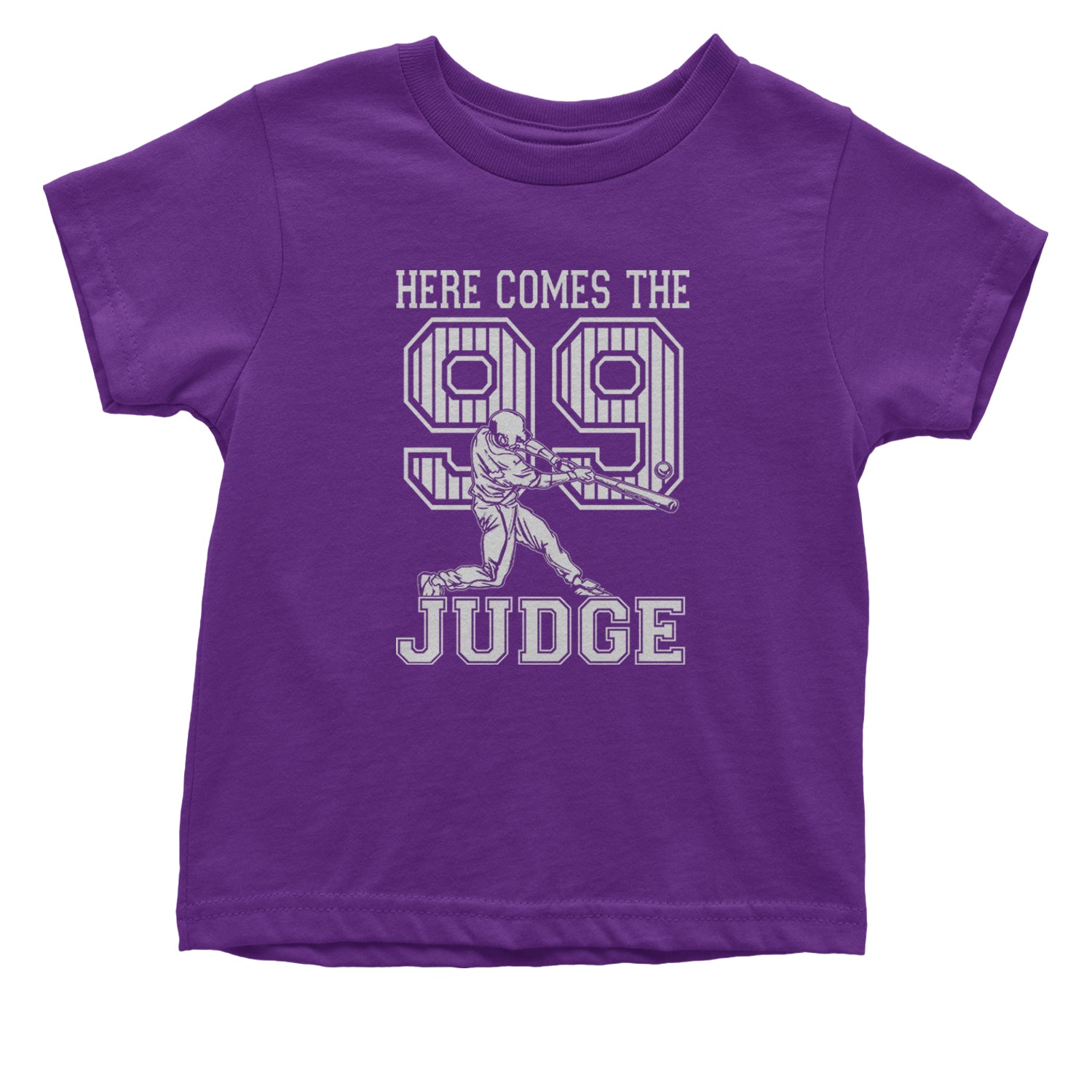 Here Comes The Judge 99 NY Baseball  Infant One-Piece Romper Bodysuit and Toddler T-shirt Purple