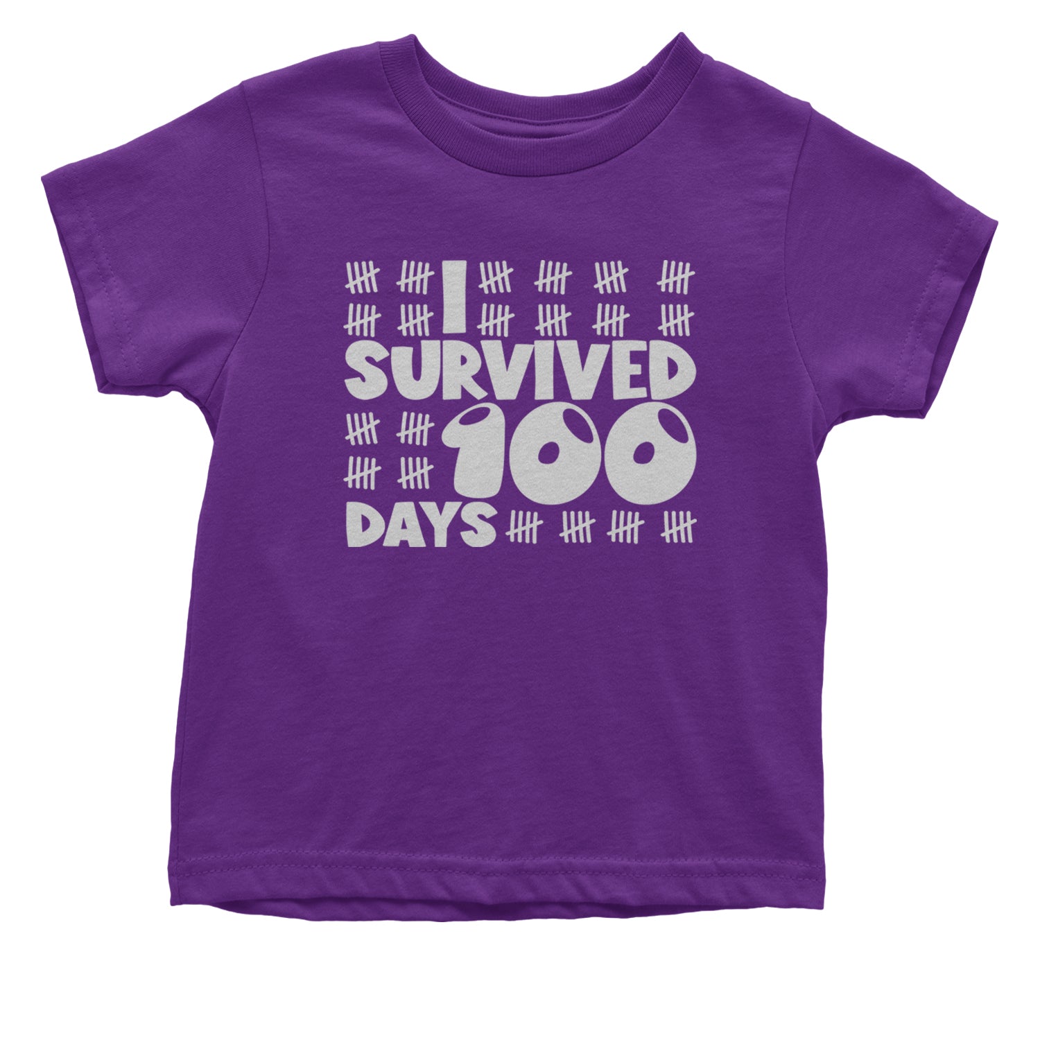 I Survived 100 Days Tally Marks Infant One-Piece Romper Bodysuit and Toddler T-shirt Purple