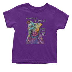 Beware Of Pit Bulls, They Will Steal Your Heart  Infant One-Piece Romper Bodysuit and Toddler T-shirt Purple
