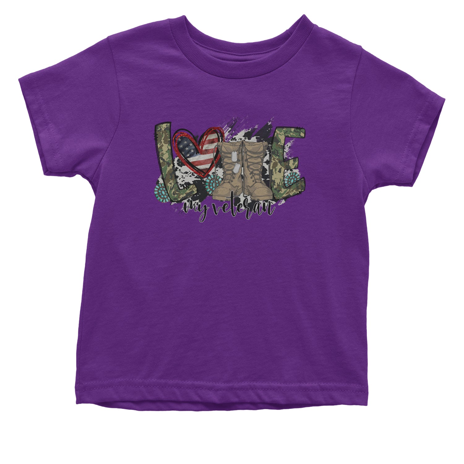 Love My Veteran Honor Veterans Day Infant One-Piece Romper Bodysuit and Toddler T-shirt Purple