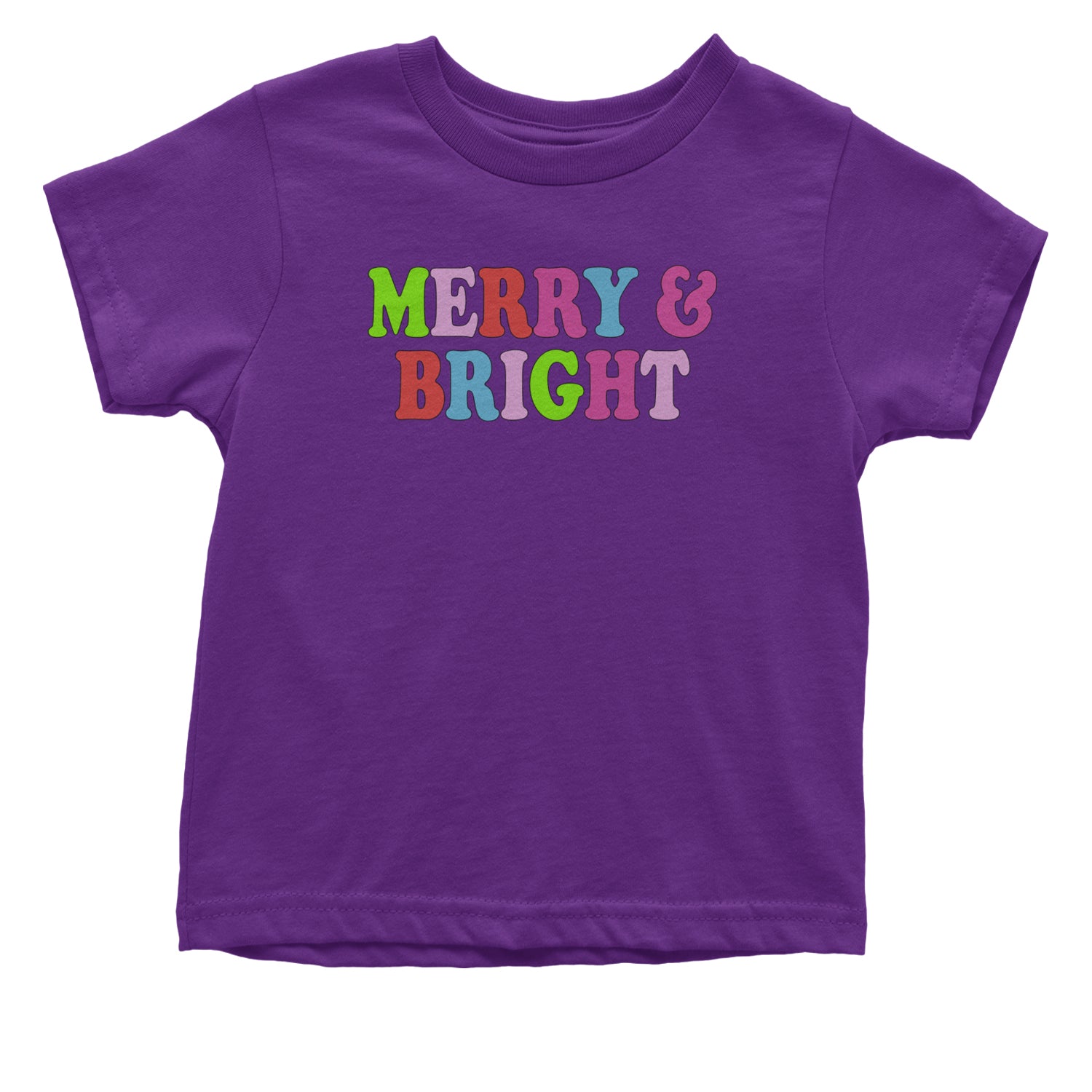 Merry and Bright Festive Christmas Holiday Infant One-Piece Romper Bodysuit and Toddler T-shirt Purple