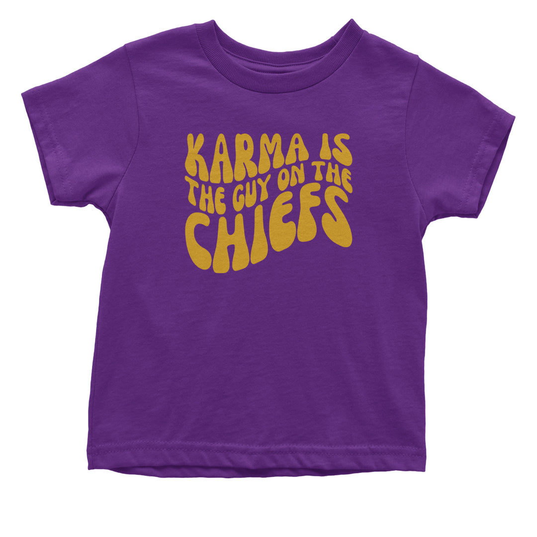Karma Is The Guy On The Chiefs Boyfriend Infant One-Piece Romper Bodysuit and Toddler T-shirt Purple