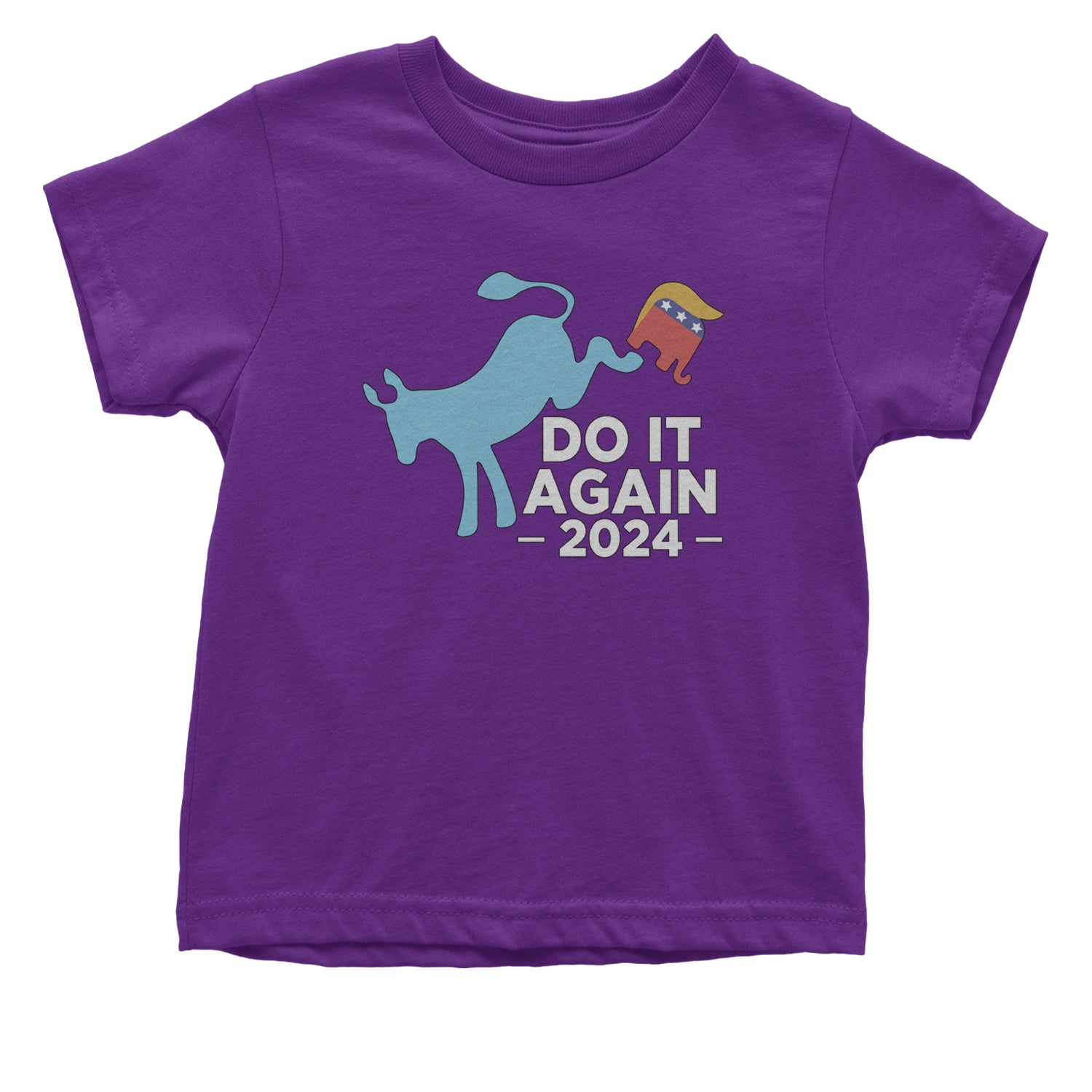 Do It Again - Democratic Donkey Kicking Republicans 2024 Political Humor Infant One-Piece Romper Bodysuit and Toddler T-shirt Purple