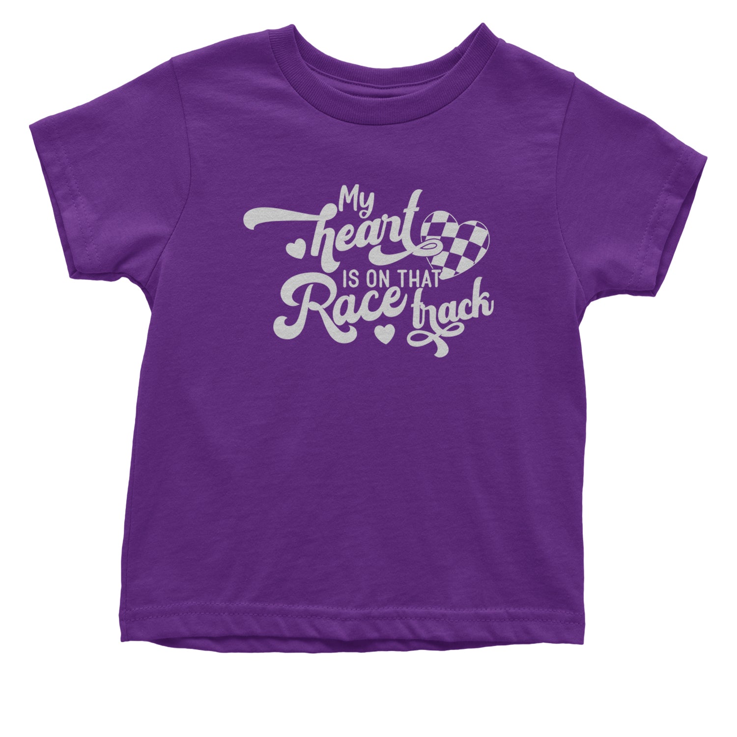 My Heart Is On That Race Track Infant One-Piece Romper Bodysuit and Toddler T-shirt Purple