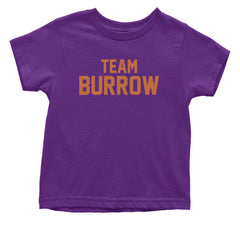 Team Burrow Cincinnati Infant One-Piece Romper Bodysuit and Toddler T-shirt Purple