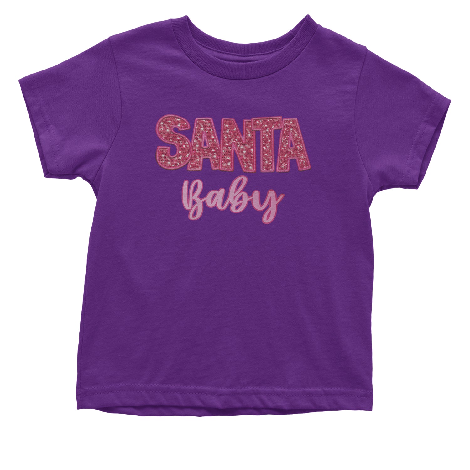 Santa Baby Faux Patch and Sequins Infant One-Piece Romper Bodysuit and Toddler T-shirt Purple