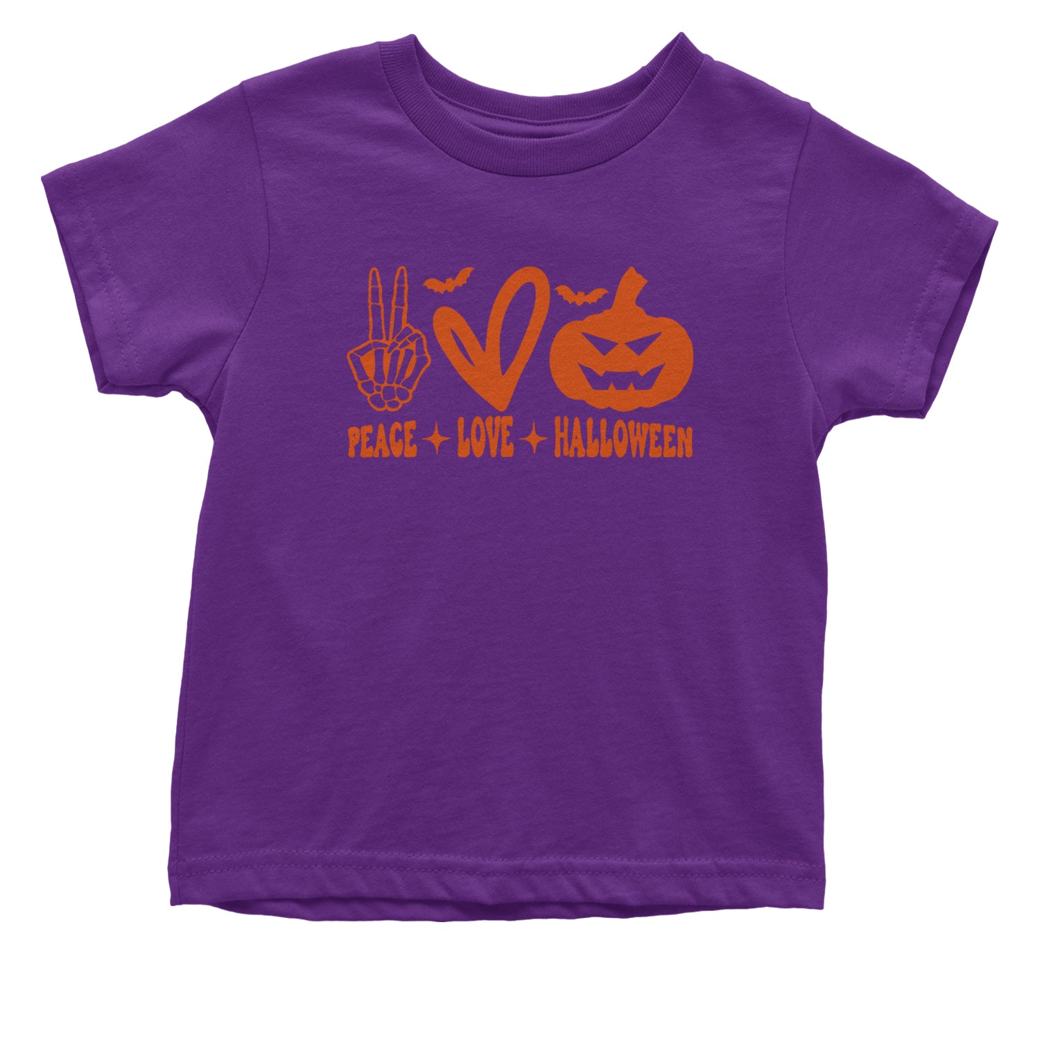 Peace, Love and Halloween Infant One-Piece Romper Bodysuit and Toddler T-shirt Purple