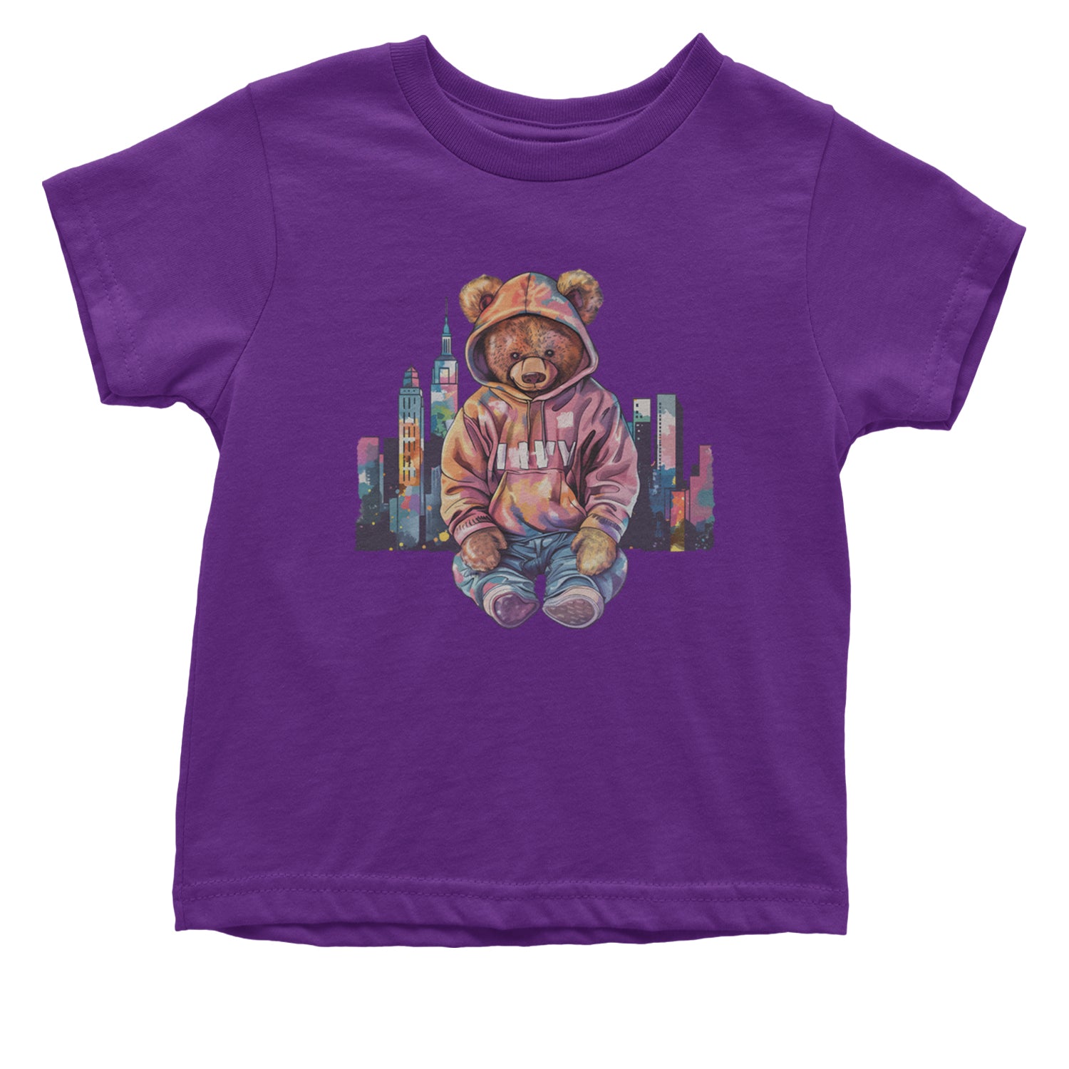 City Skyline Urban Graffiti Bear Infant One-Piece Romper Bodysuit Or Toddler T-shirt Purple