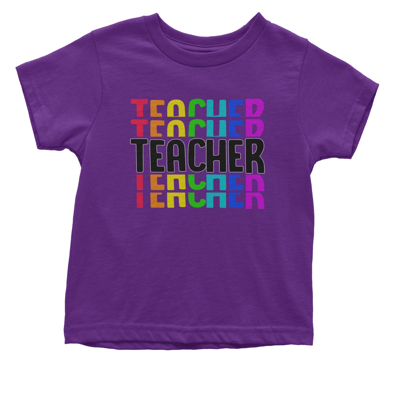 Teacher Repeated Rainbow Pattern Infant One-Piece Romper Bodysuit and Toddler T-shirt Purple