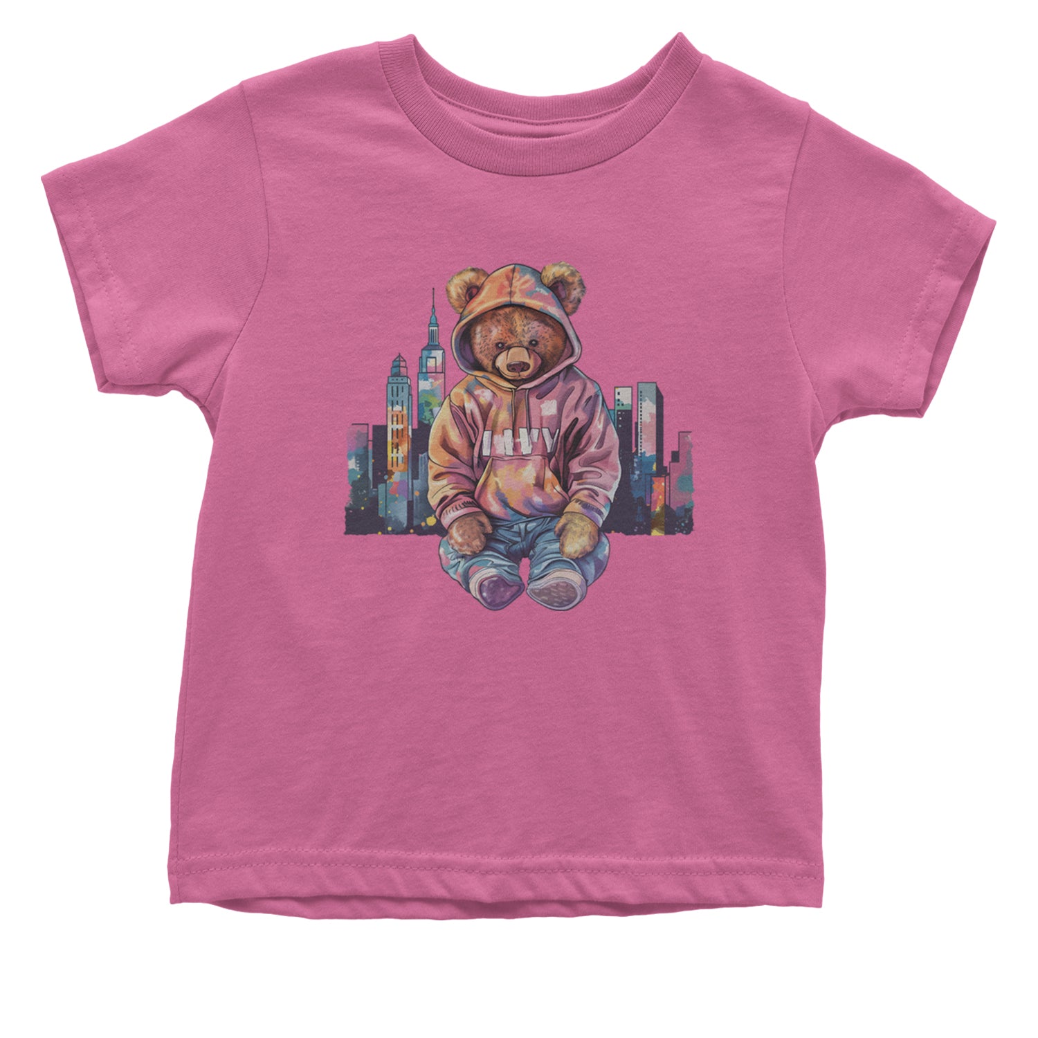 City Skyline Urban Graffiti Bear Infant One-Piece Romper Bodysuit Or Toddler T-shirt Raspberry