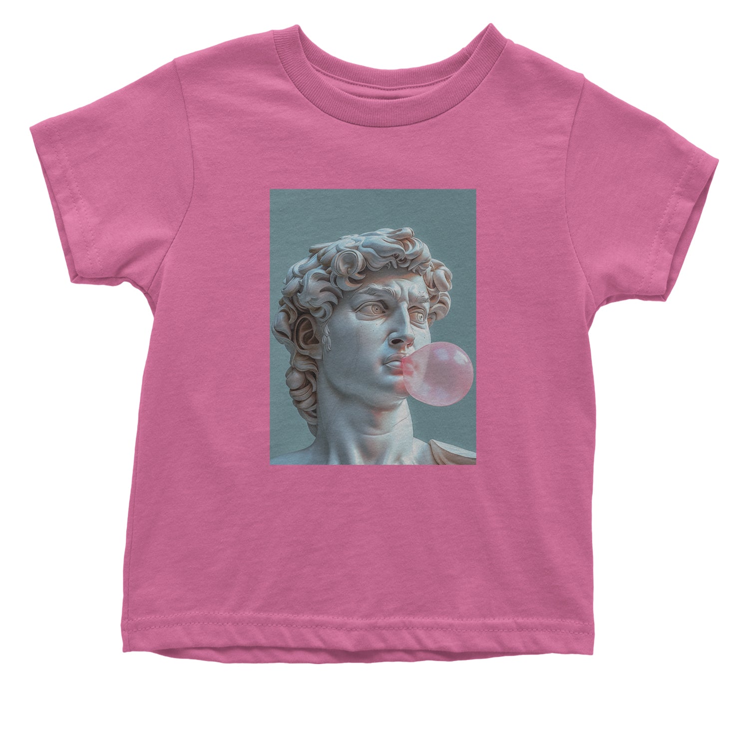 Michelangelo's David with Bubble Gum Contemporary Statue Art Infant One-Piece Romper Bodysuit and Toddler T-shirt Raspberry