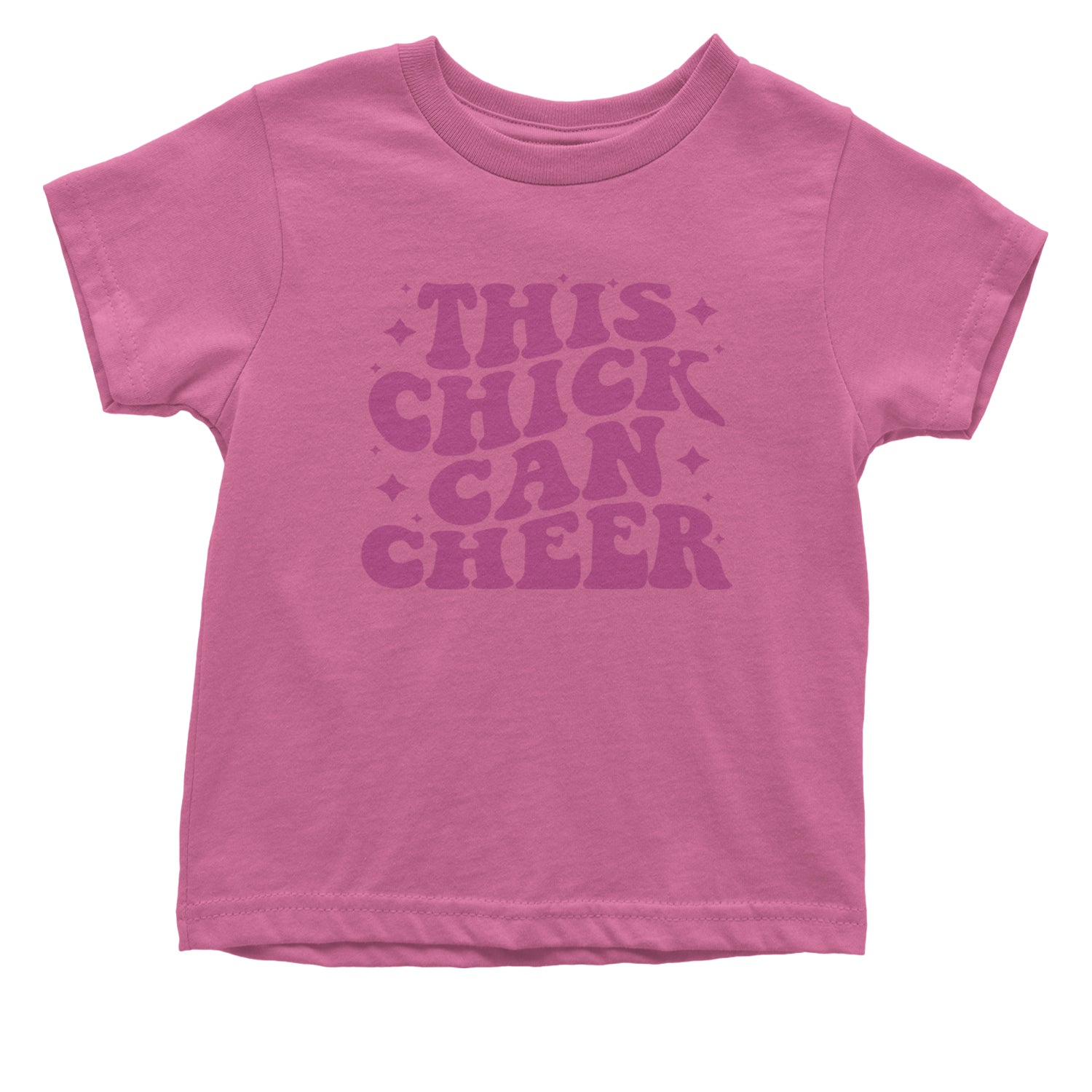 This Chick Can Cheer Infant One-Piece Romper Bodysuit and Toddler T-shirt Raspberry