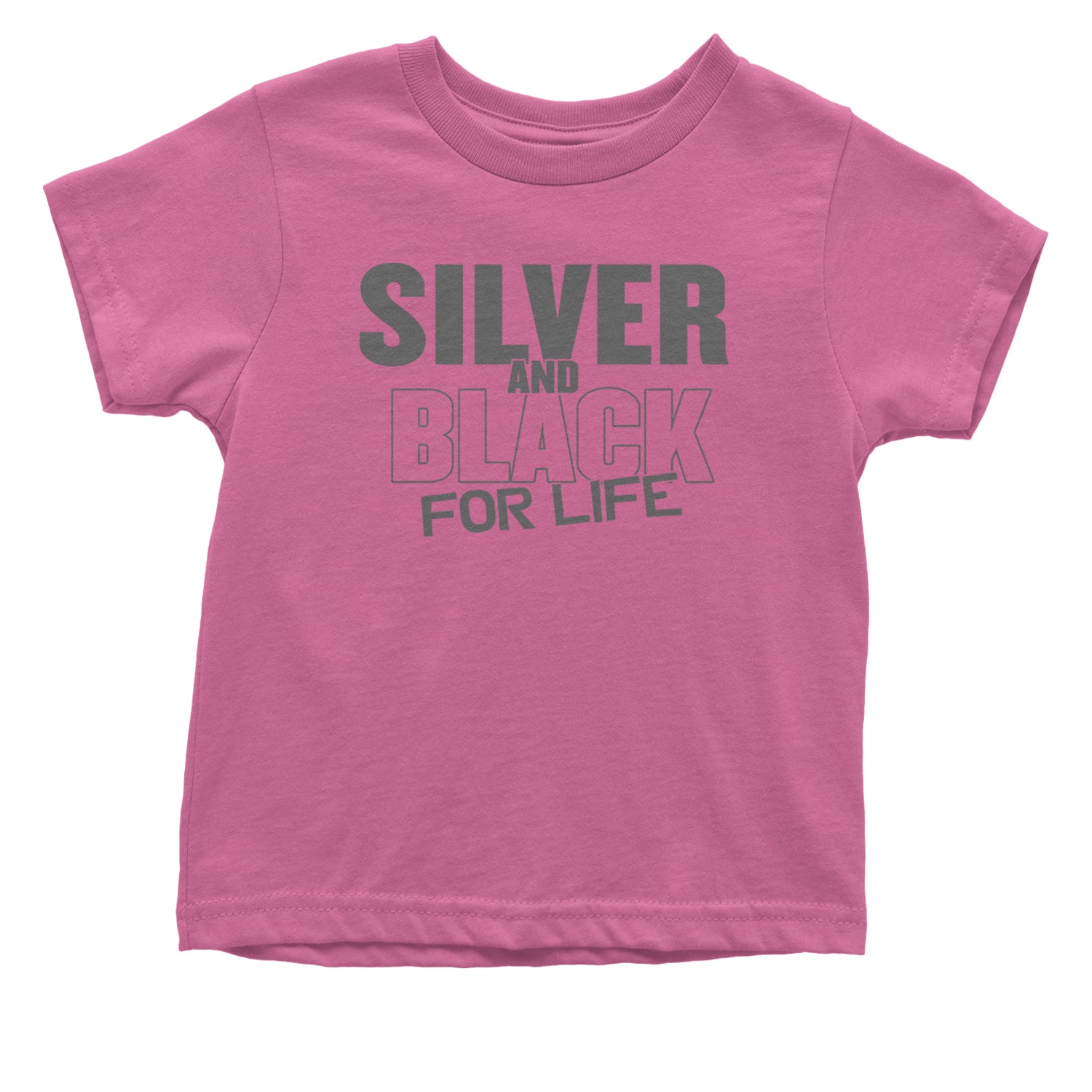 Silver And Black For Life Football Fan Infant One-Piece Romper Bodysuit and Toddler T-shirt Raspberry