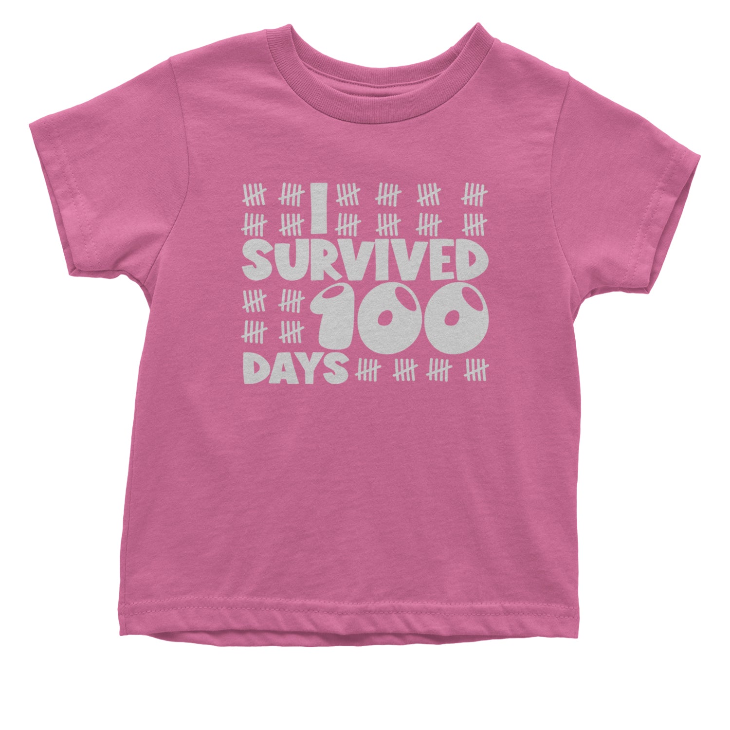 I Survived 100 Days Tally Marks Infant One-Piece Romper Bodysuit and Toddler T-shirt Raspberry