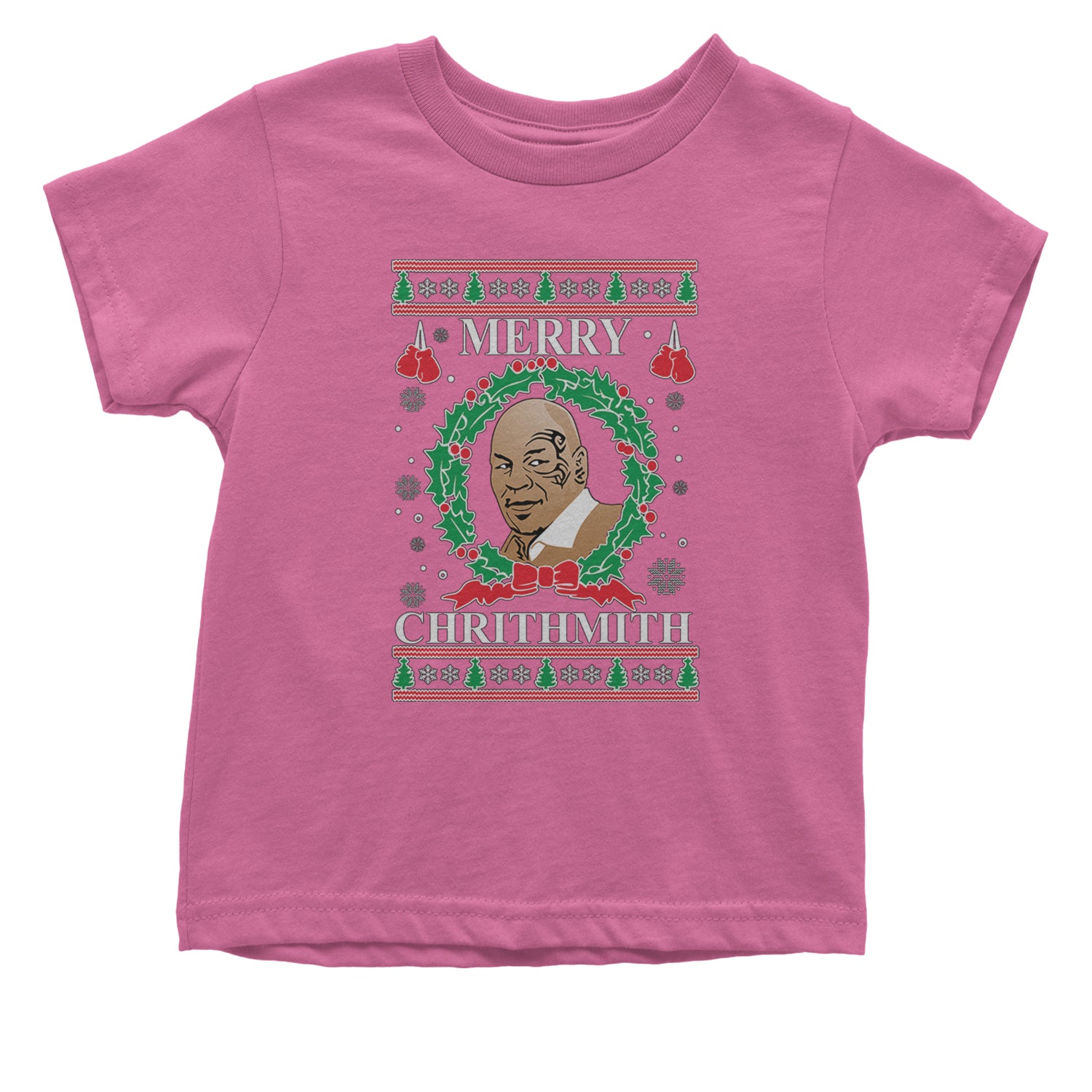 Merry Chrithmith Ugly Christmas Infant One-Piece Romper Bodysuit and Toddler T-shirt Raspberry