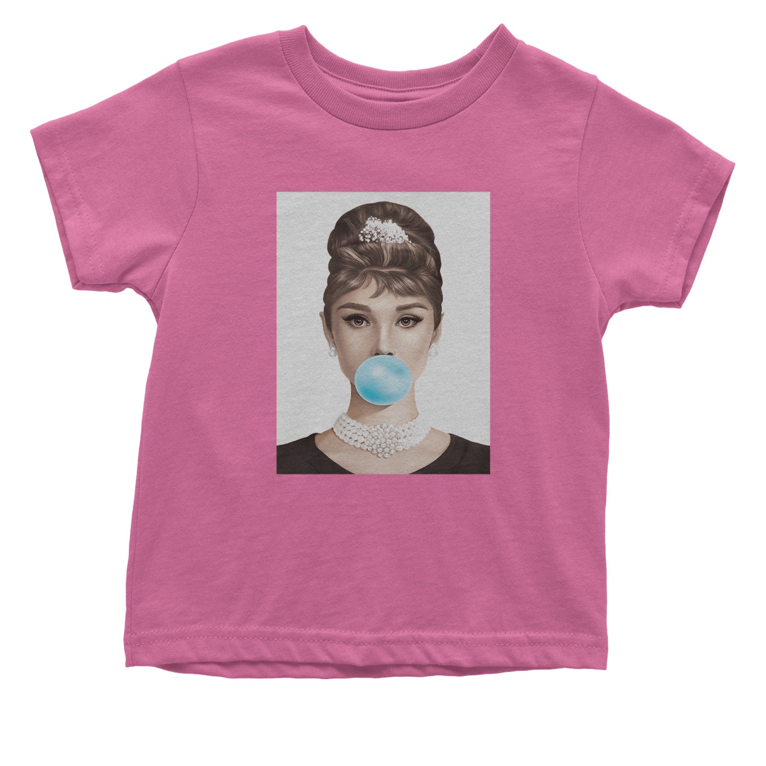 Audrey Hepburn Chewing Bubble Gum American Icon Infant One-Piece Romper Bodysuit and Toddler T-shirt Raspberry