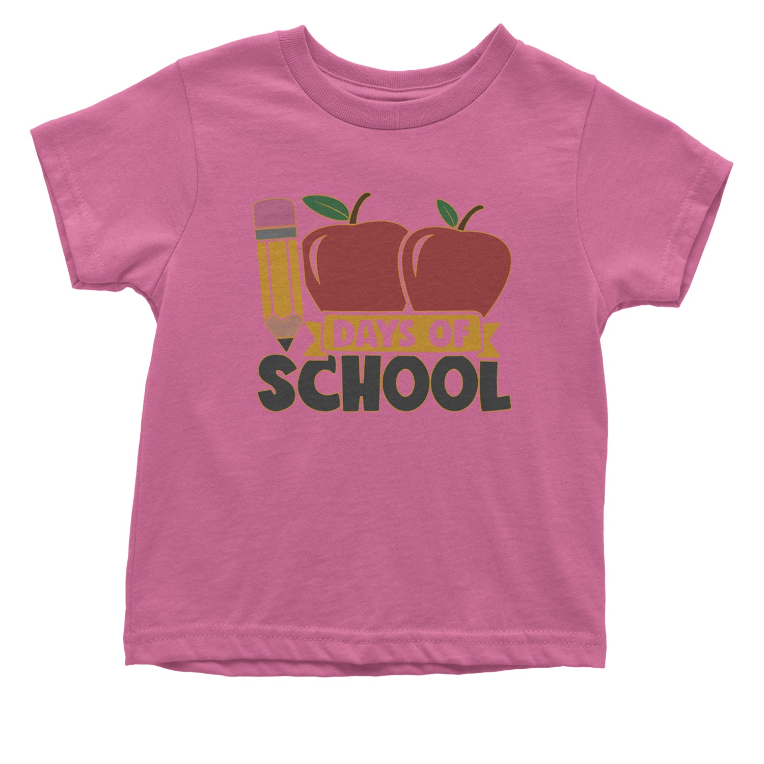 100 Days Of School Apple Pencil Infant One-Piece Romper Bodysuit and Toddler T-shirt Raspberry