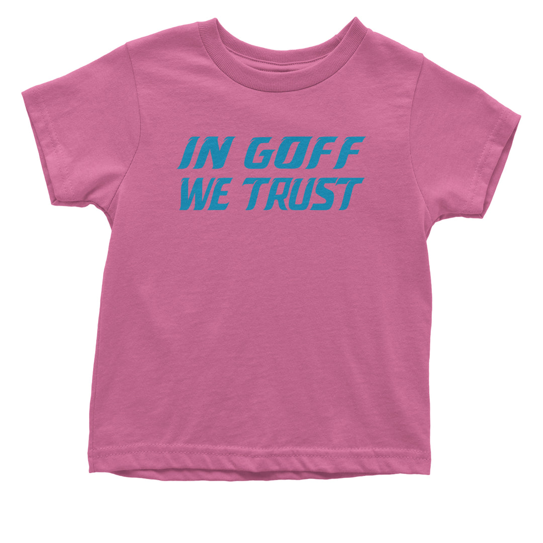 In Goff We Trust Detroit Infant One-Piece Romper Bodysuit and Toddler T-shirt Raspberry