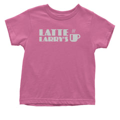 Latte Larry's Enthusiastic Coffee Infant One-Piece Romper Bodysuit and Toddler T-shirt Raspberry