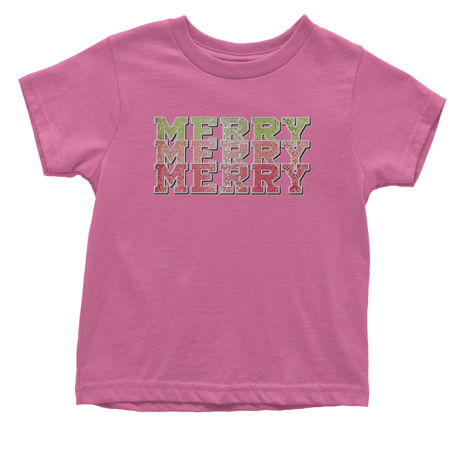 Merry Merry Merry Faux Sequins Infant One-Piece Romper Bodysuit and Toddler T-shirt Raspberry