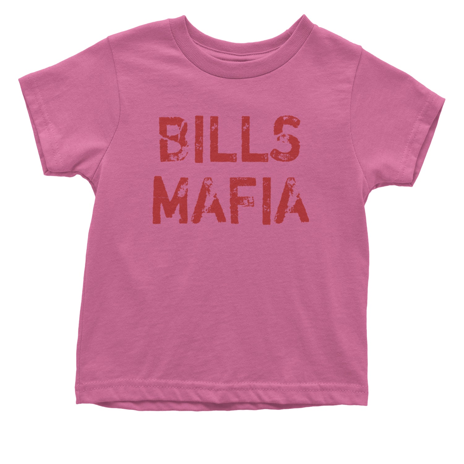 Distressed Bills Mafia Football Infant One-Piece Romper Bodysuit and Toddler T-shirt Raspberry