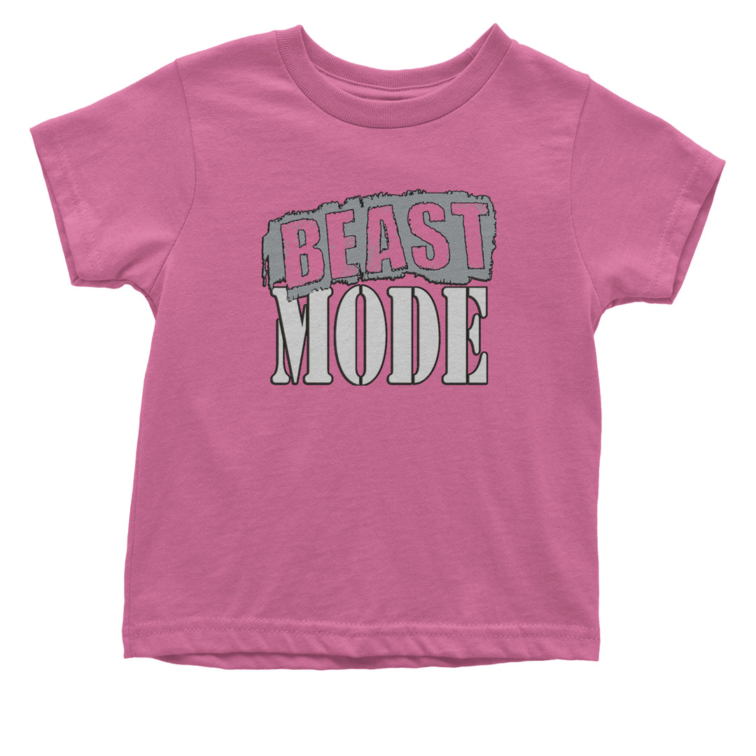 Beast Mode Training Gym Workout graphic on Onesie and Toddler T-Shirt in Raspberry alternate view 2