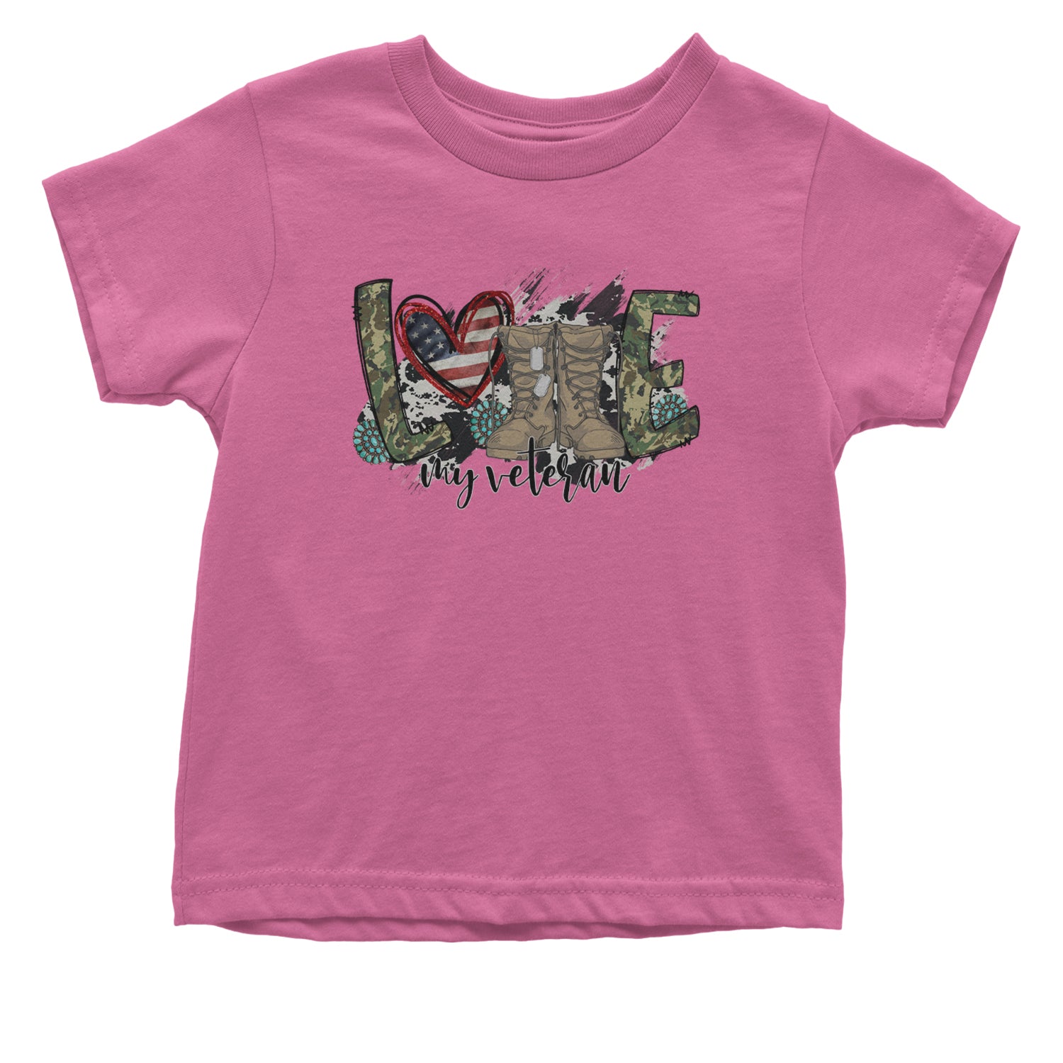 Love My Veteran Honor Veterans Day Infant One-Piece Romper Bodysuit and Toddler T-shirt Raspberry