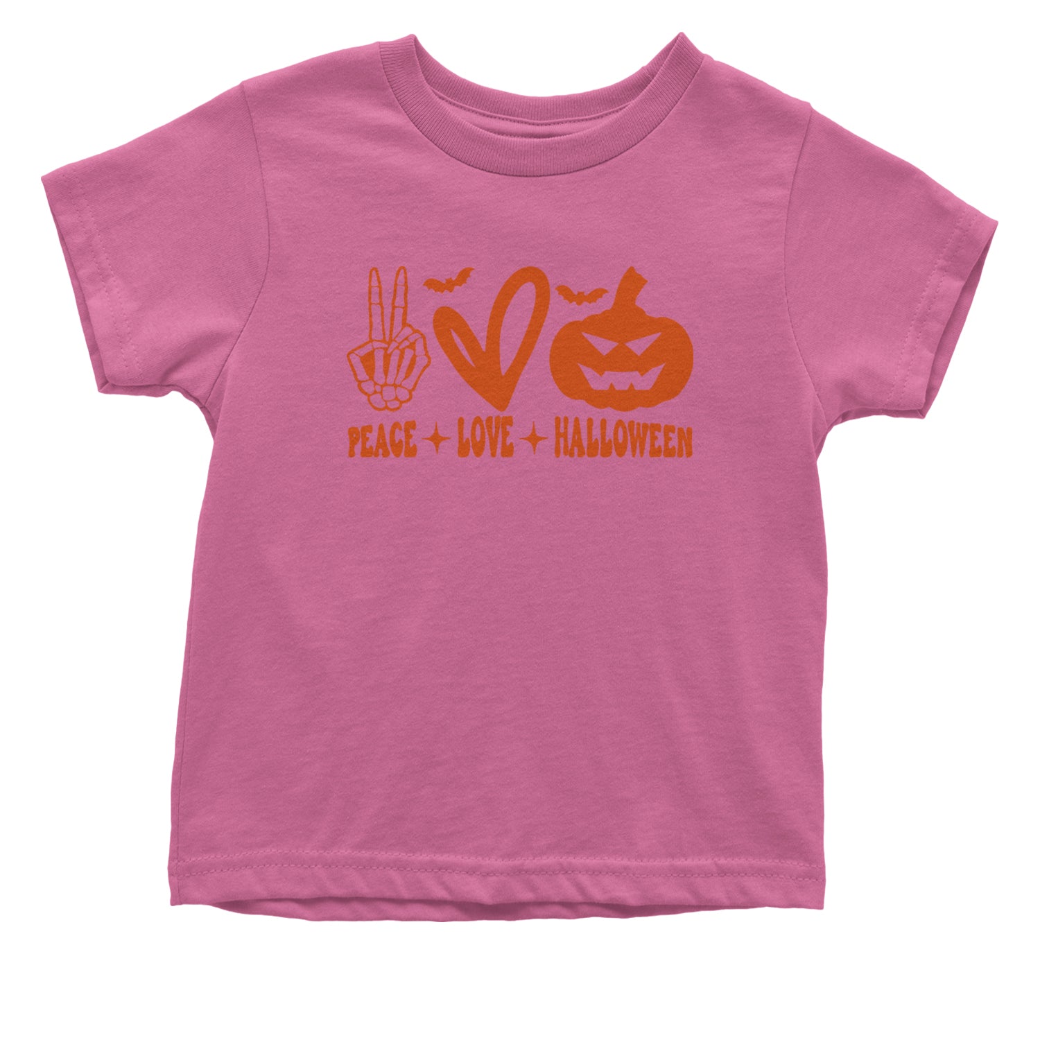 Peace, Love and Halloween Infant One-Piece Romper Bodysuit and Toddler T-shirt Raspberry