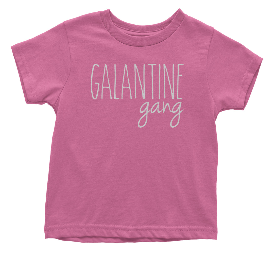 Galentine Gang Valentine's Shirt graphic on Onesie and Toddler T-Shirt in Raspberry alternate view 2