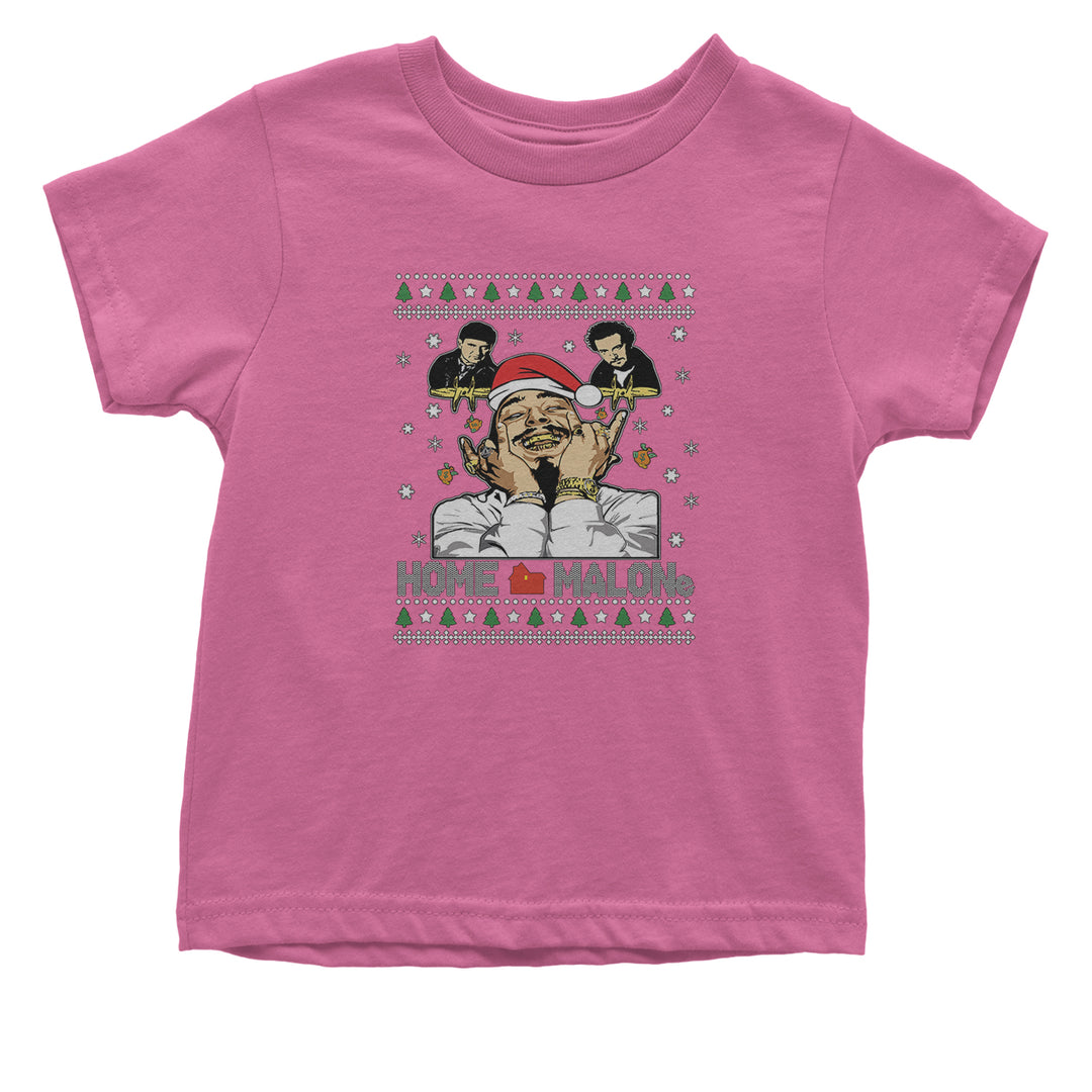 Home Malone Ugly Christmas graphic on Onesie and Toddler T-Shirt in Raspberry alternate view 2
