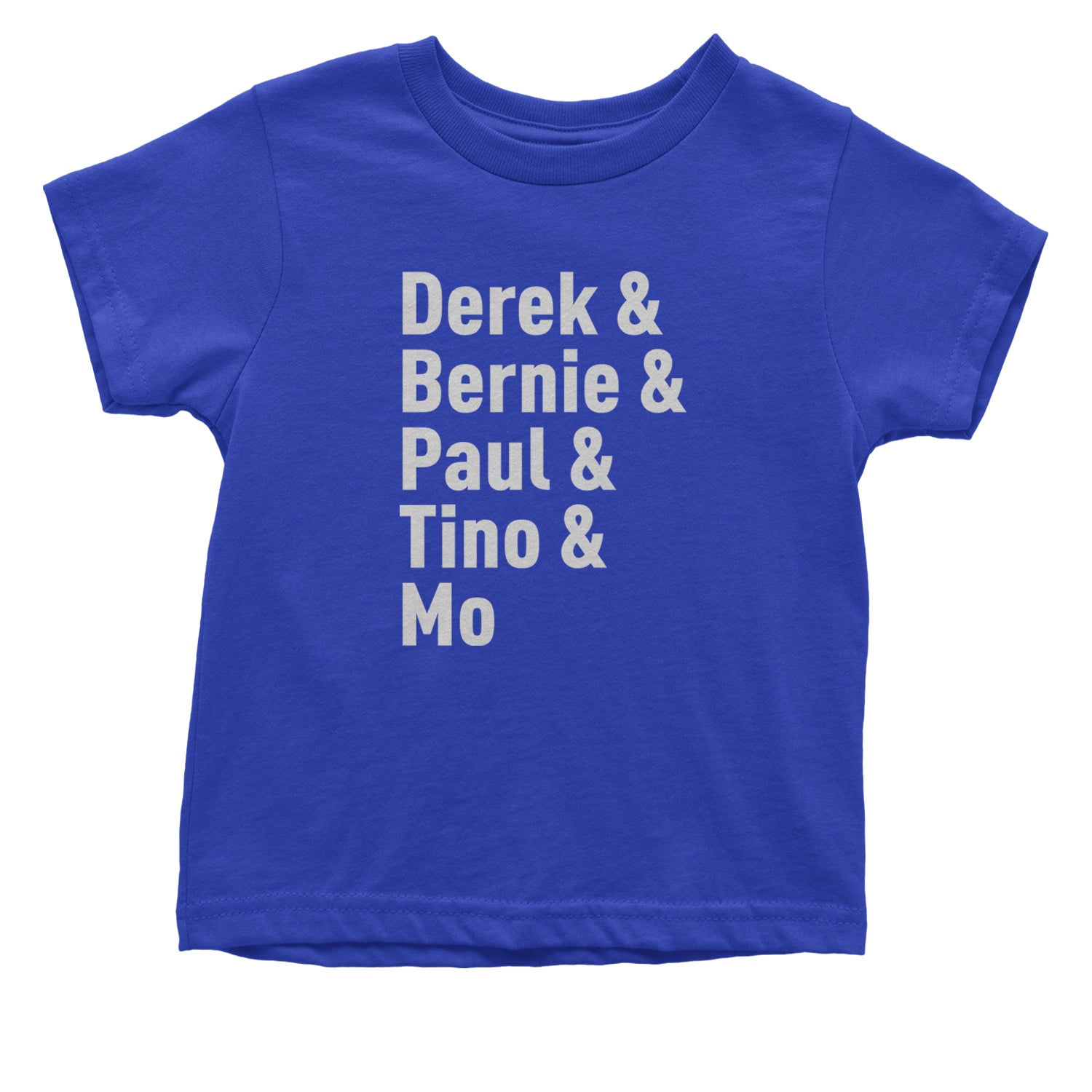 Derek & Bernie & Paul & Tino & Mo Infant One-Piece Romper Bodysuit and Toddler T-shirt Royal Blue