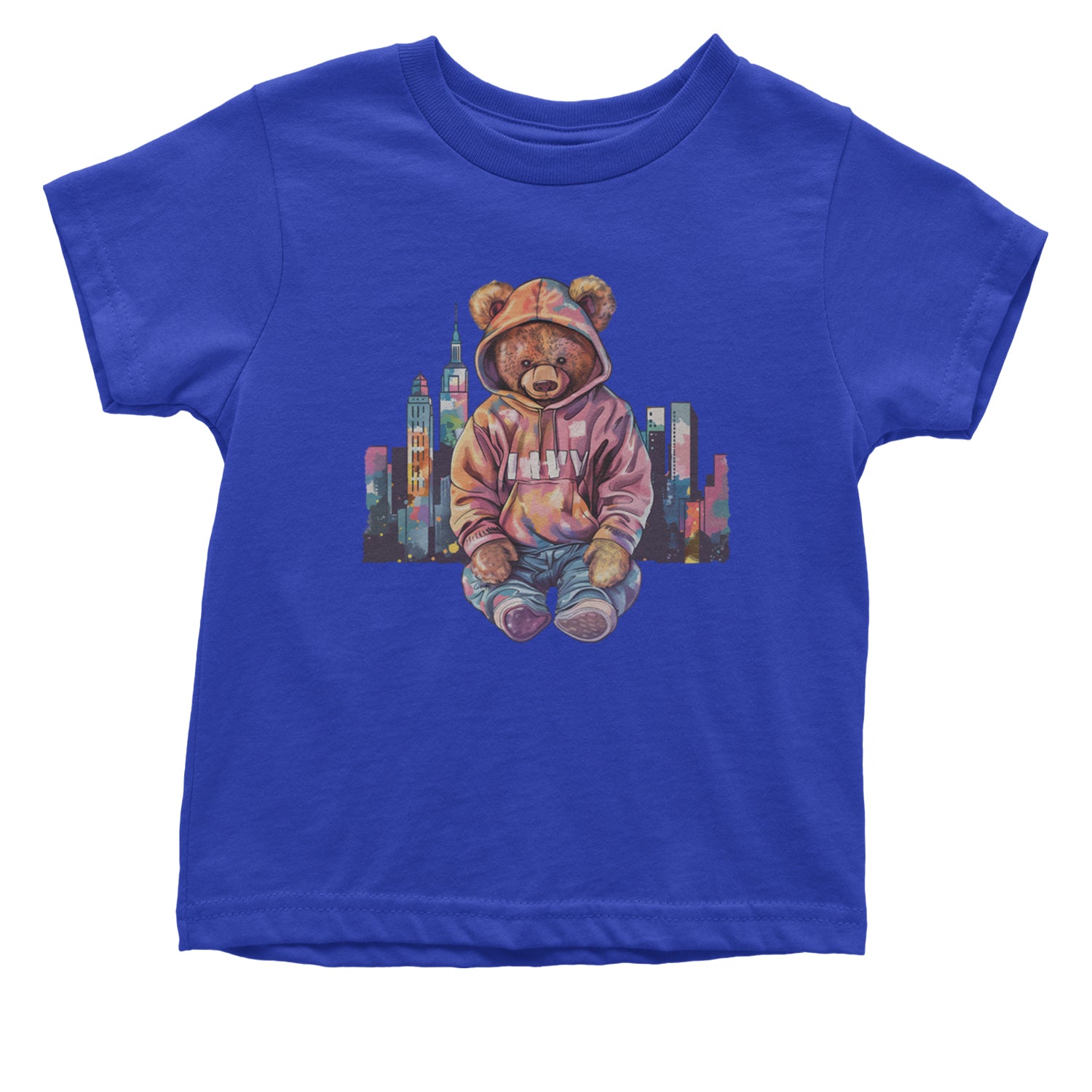 City Skyline Urban Graffiti Bear Infant One-Piece Romper Bodysuit Or Toddler T-shirt Royal Blue