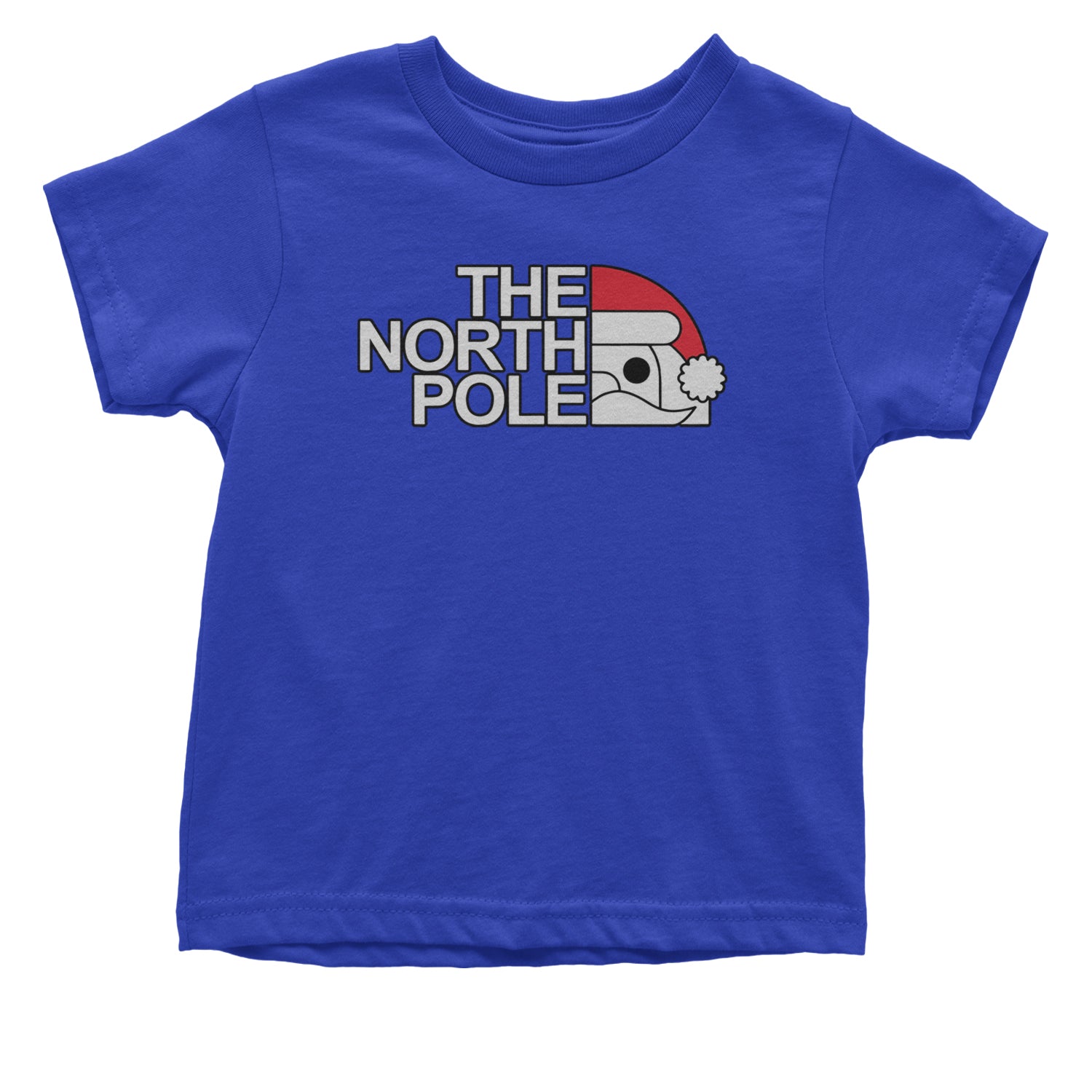 The North Pole Santa Face Infant One-Piece Romper Bodysuit and Toddler T-shirt Royal Blue