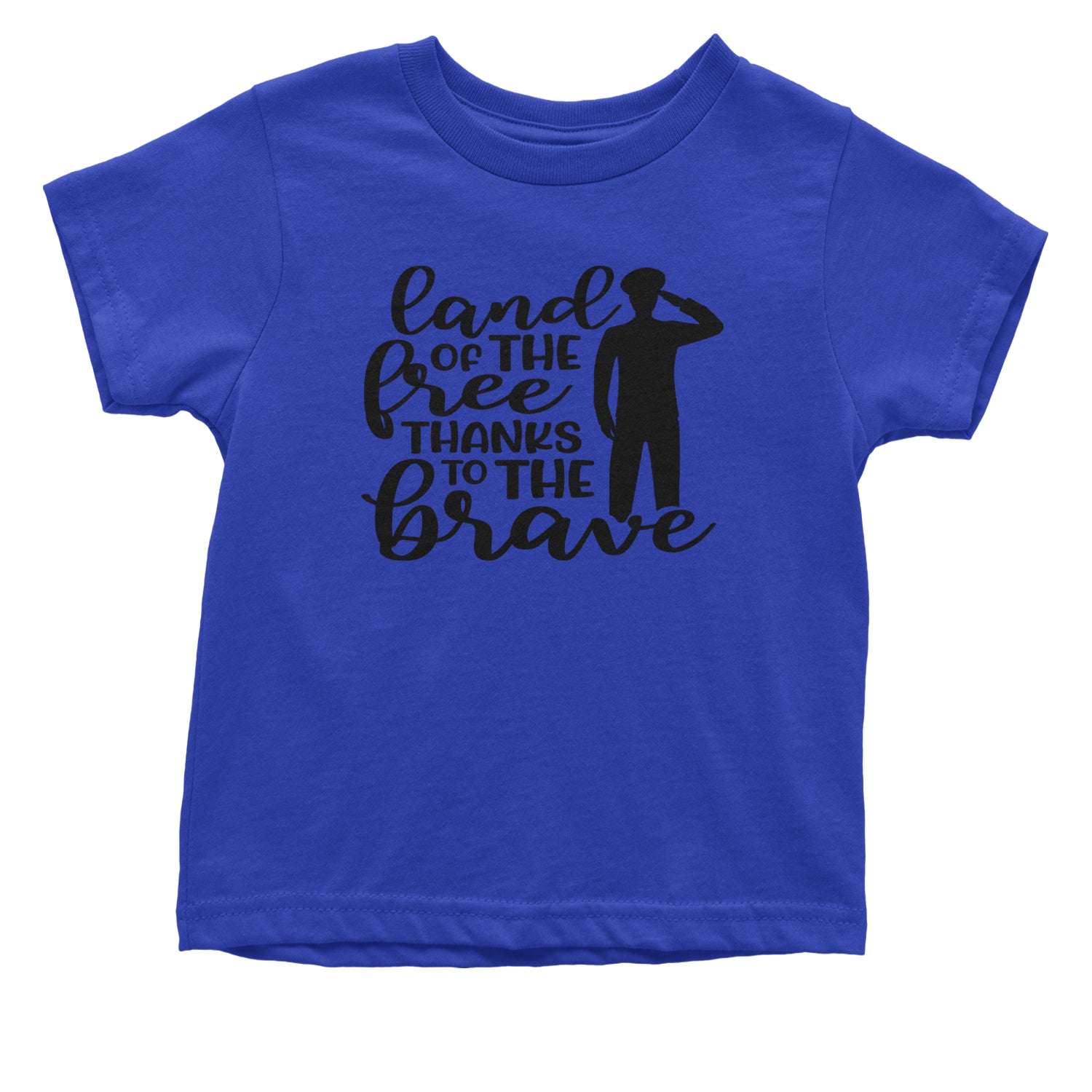 Land Of The Free Thanks To The Brave Veterans Infant One-Piece Romper Bodysuit and Toddler T-shirt Royal Blue