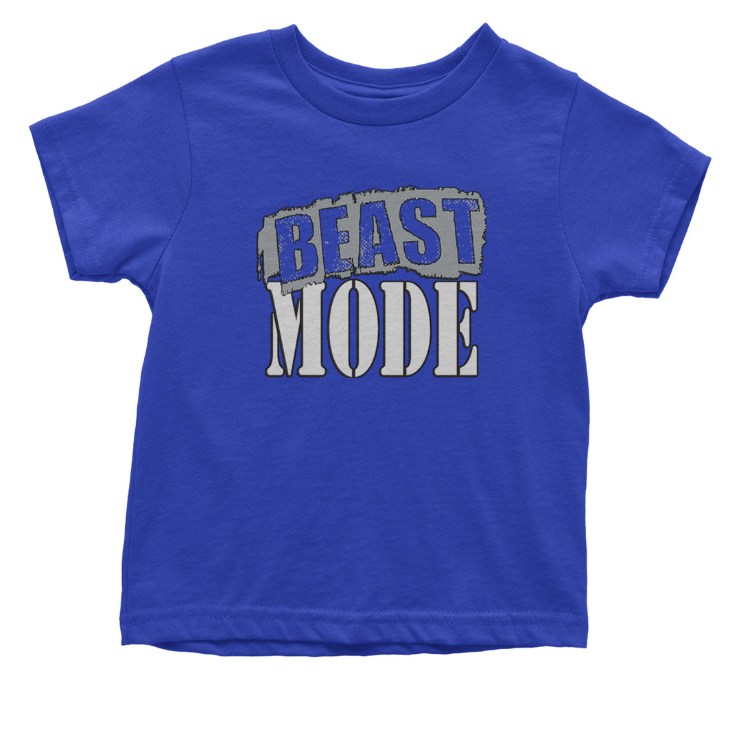 Beast Mode Training Gym Workout graphic on Onesie and Toddler T-Shirt in Royal Blue alternate view 2