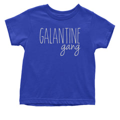 Galentine Gang Valentine's Shirt graphic on Onesie and Toddler T-Shirt in Royal Blue alternate view 2